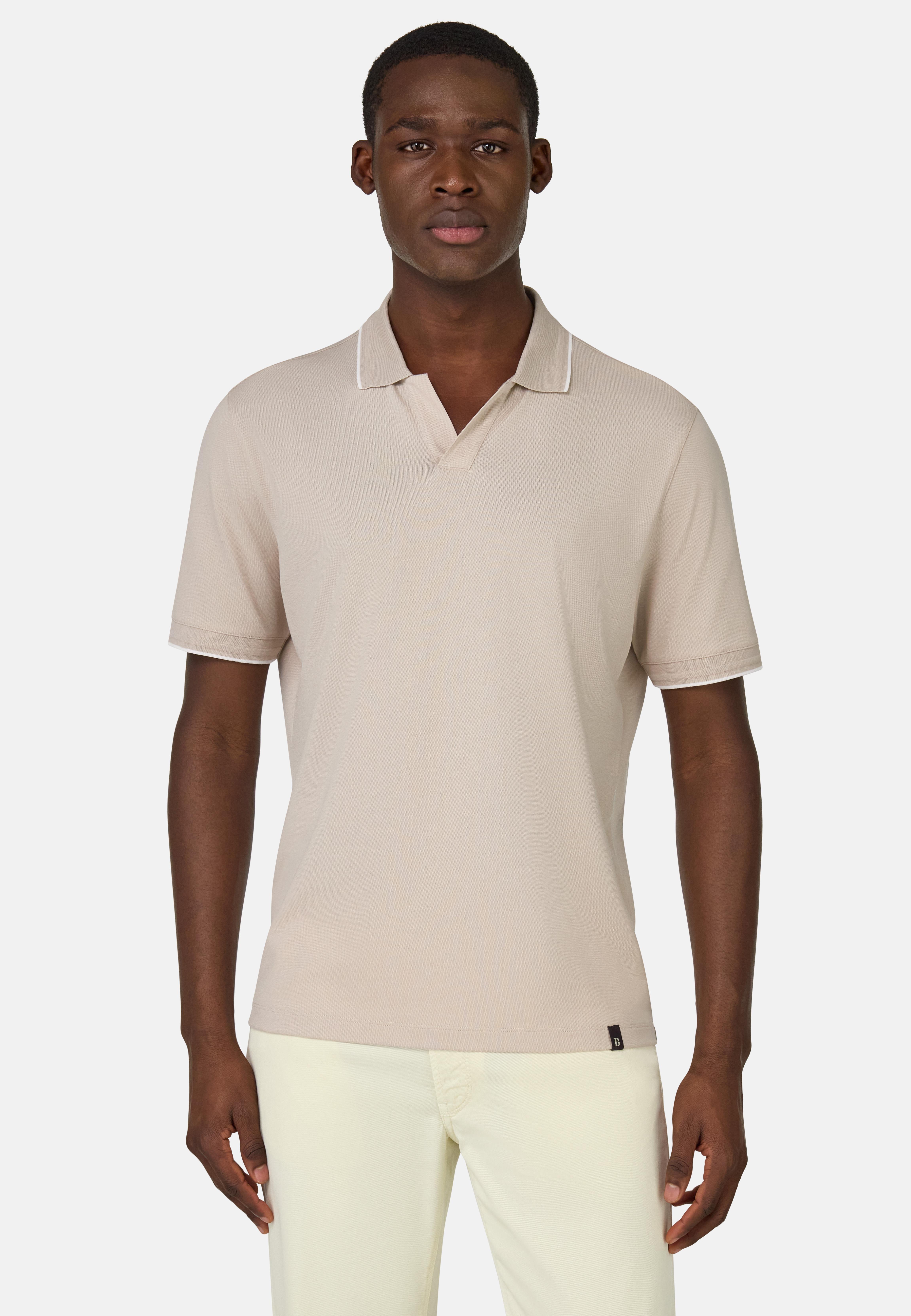 S.Cafe High-Performance Pique Polo Shirt Beige, , medium