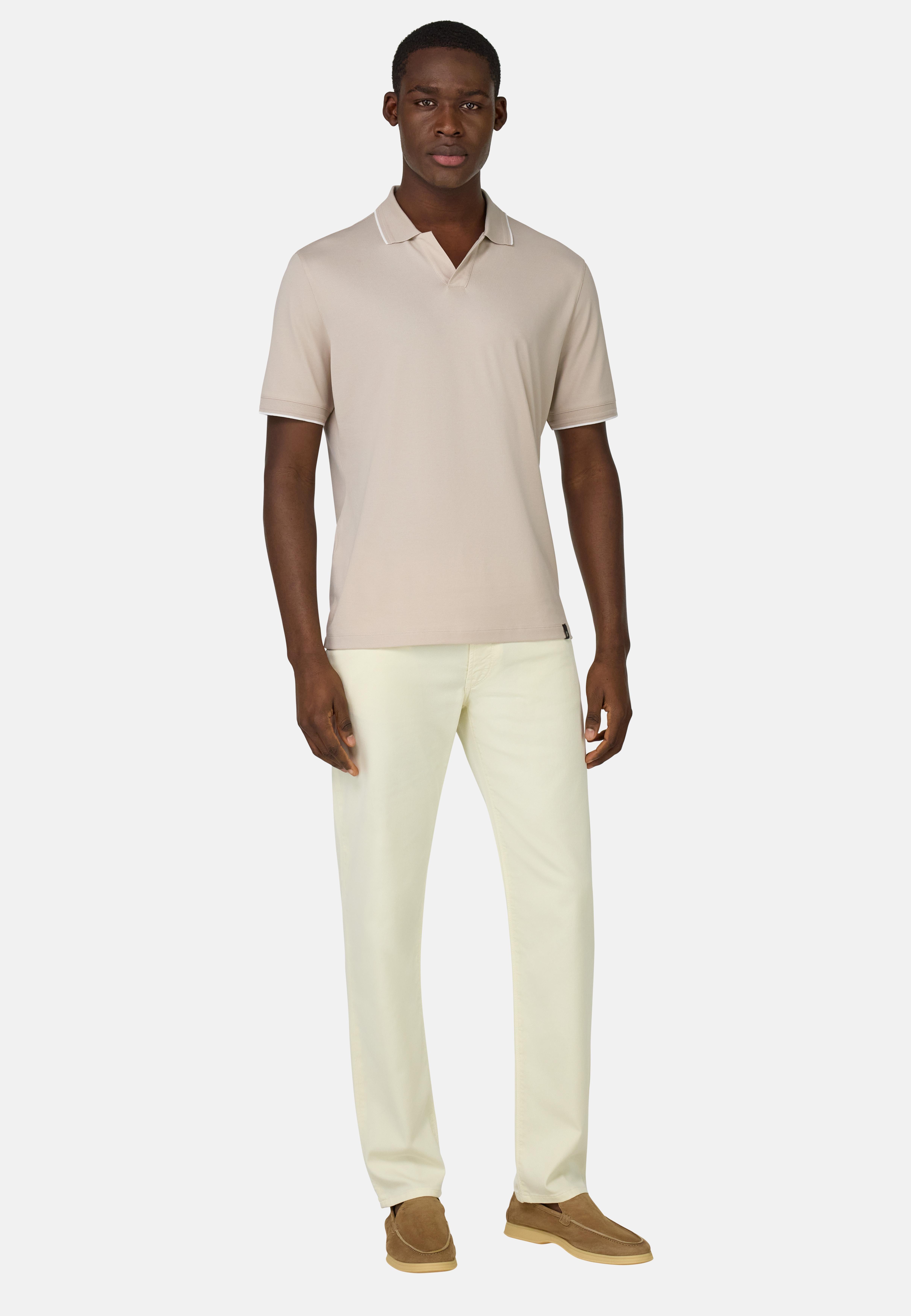 S.Cafe High-Performance Pique Polo Shirt Beige, , large image number 3
