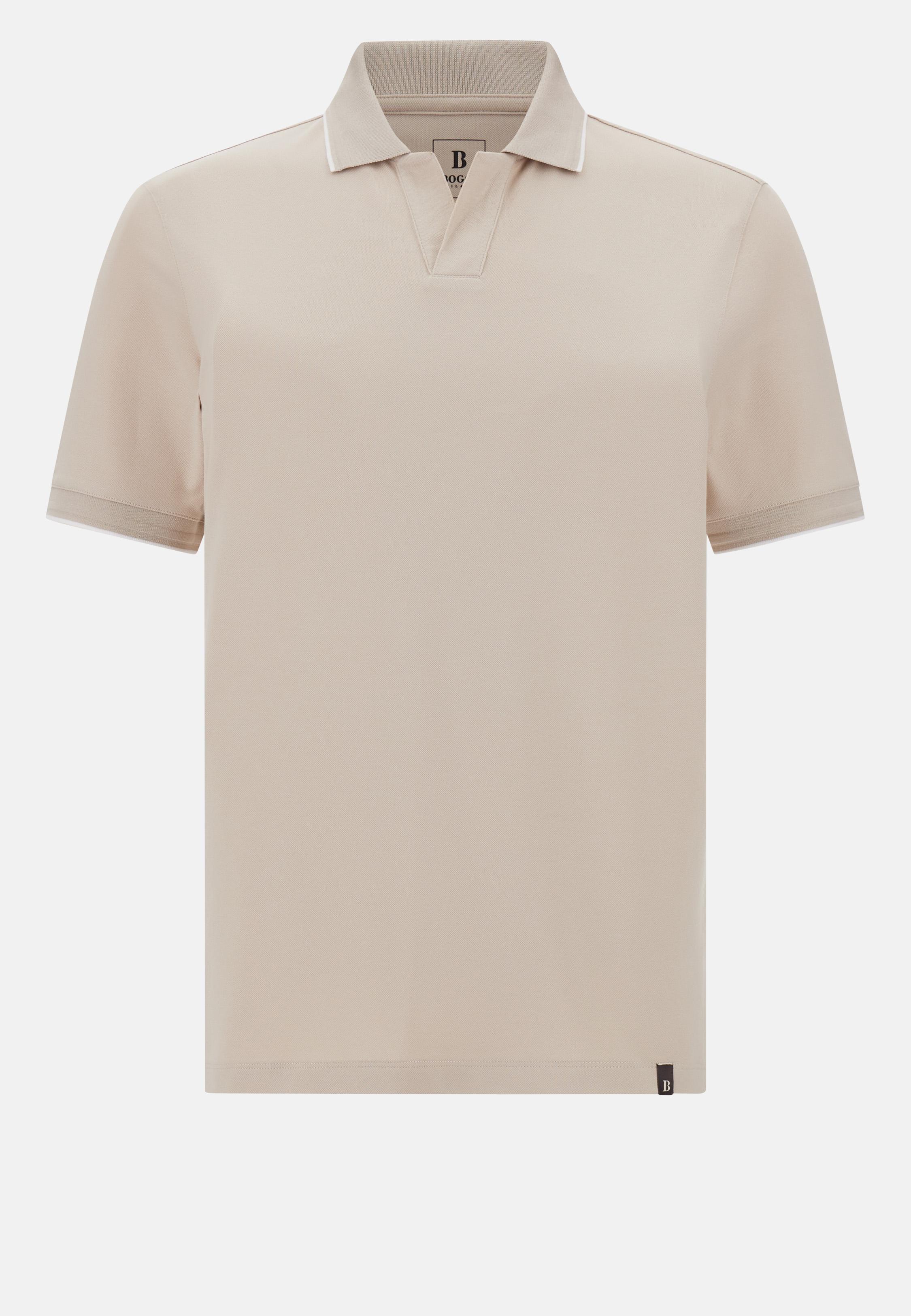 S.Cafe High-Performance Pique Polo Shirt Beige, , large image number 4