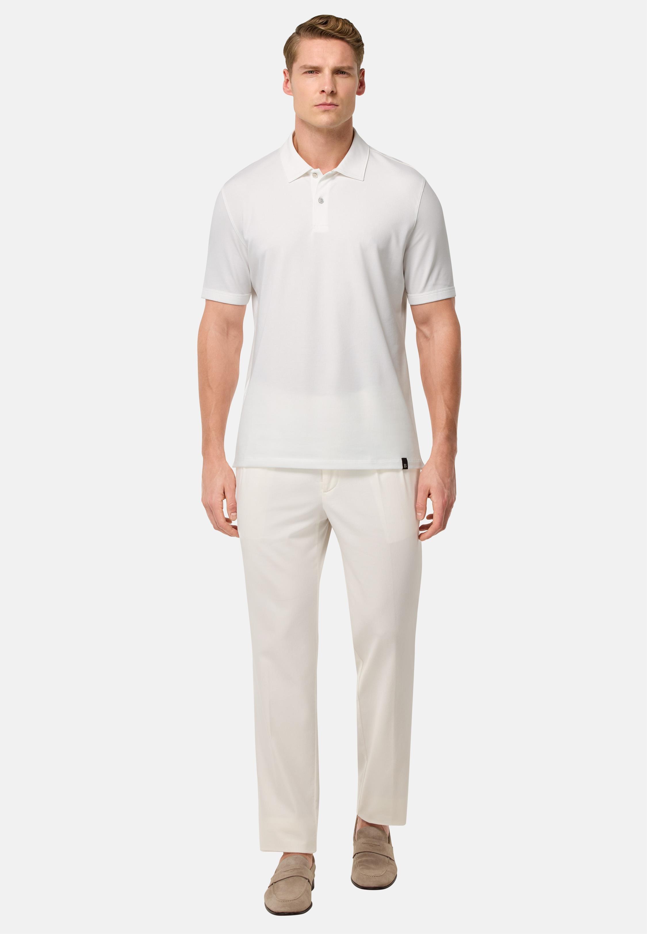 White Cotton Pique Polo Shirt, , large image number 0