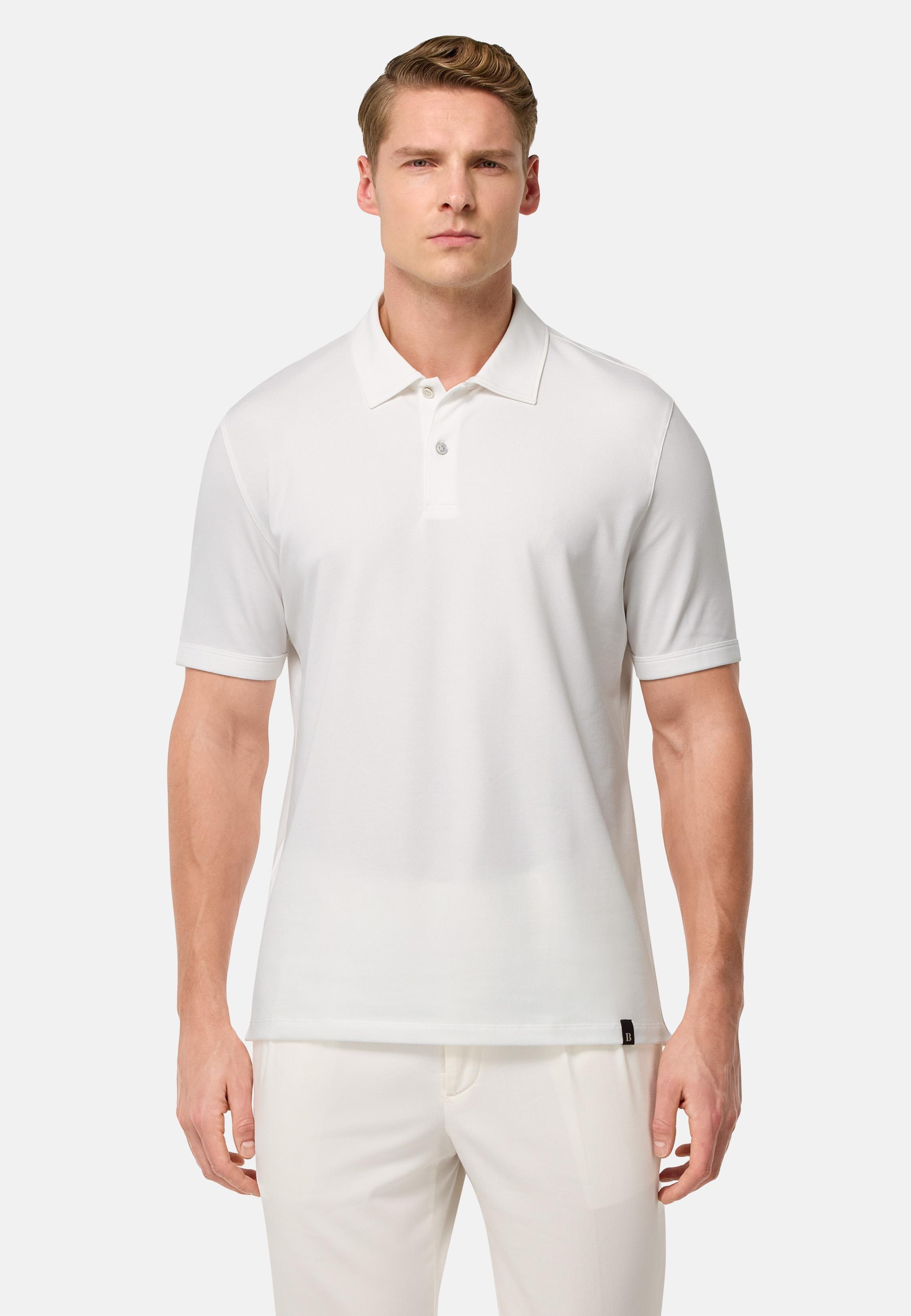 White Cotton Pique Polo Shirt, , large image number 1