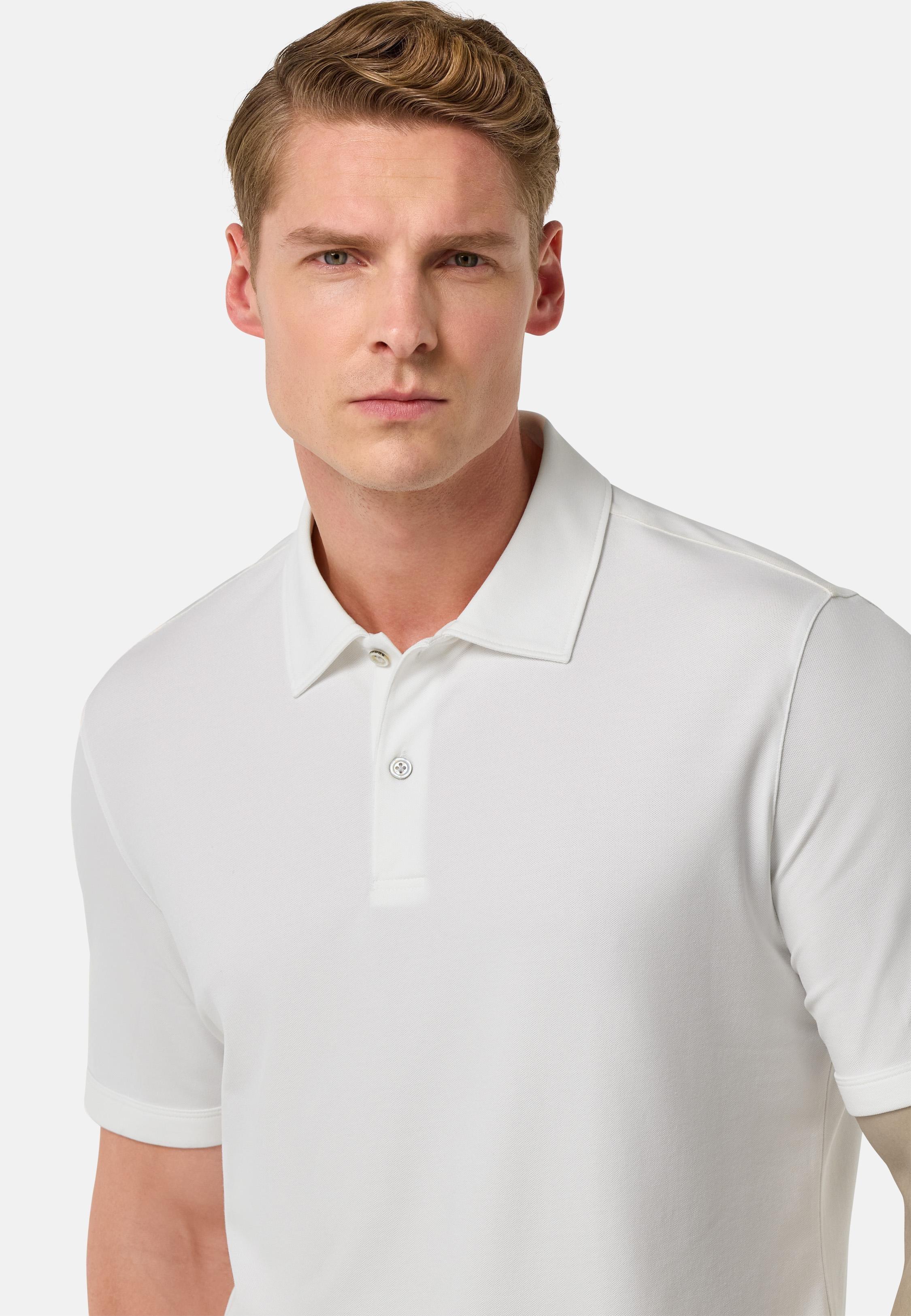White Cotton Pique Polo Shirt, , large image number 3