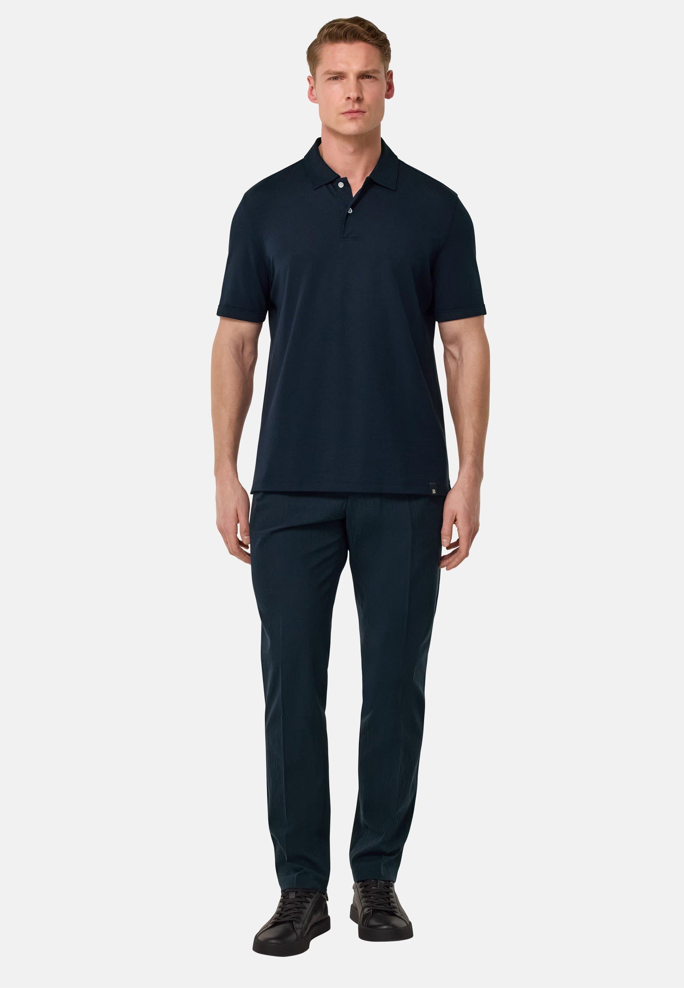 S.Cafe High-Performance Pique Polo Shirt Navy, , large image number 0