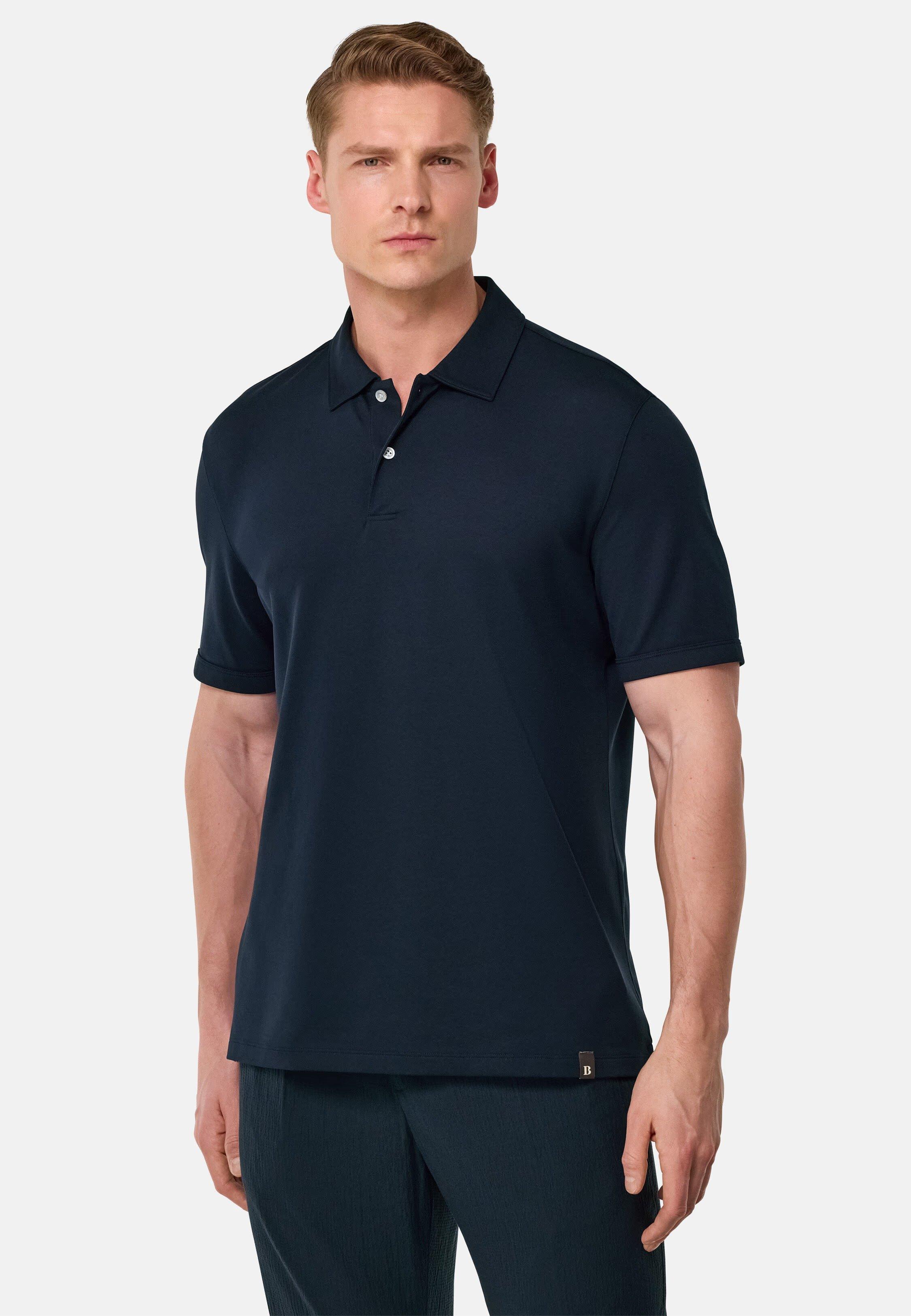 S.Cafe High-Performance Pique Polo Shirt Navy, , large image number 1