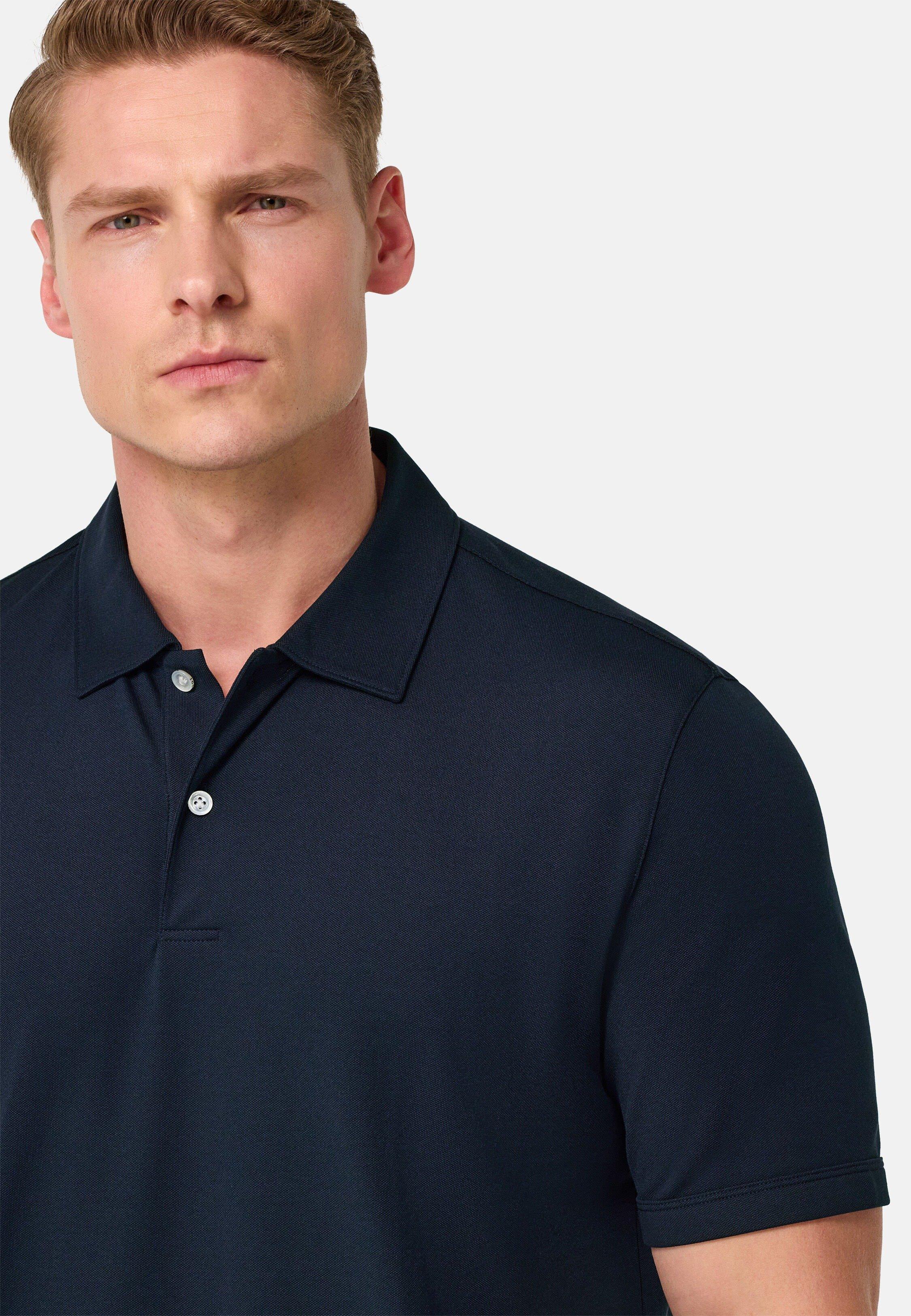 S.Cafe High-Performance Pique Polo Shirt Navy, , large image number 3