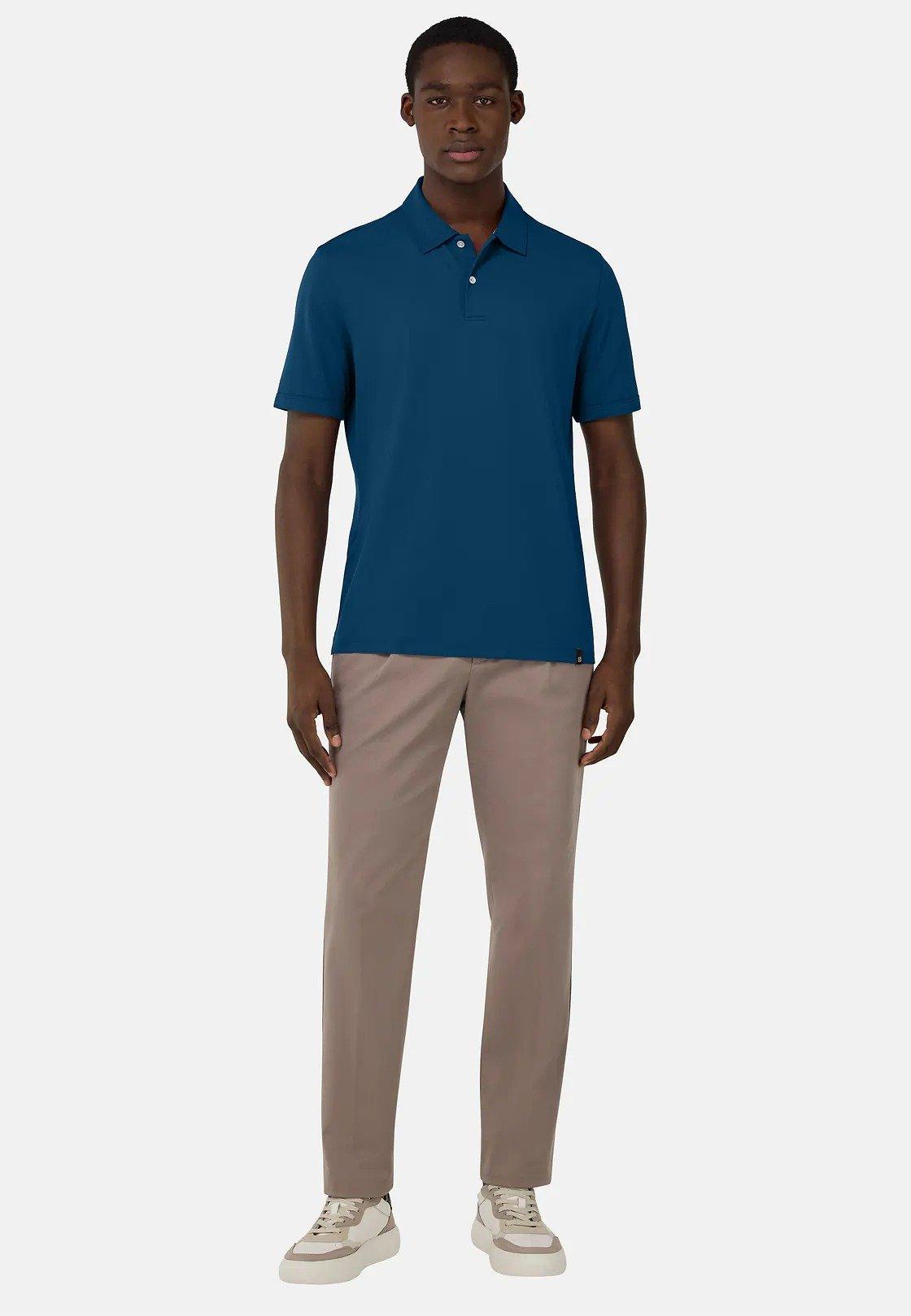 Blue Cotton Pique Polo, , large image number 0