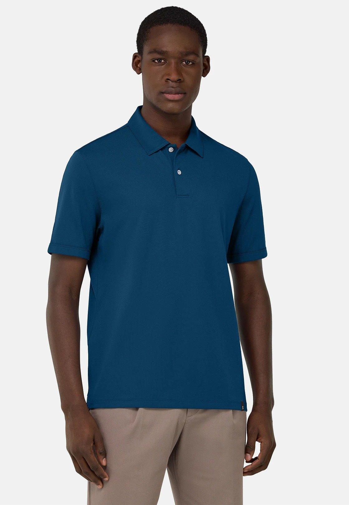 Blue High-Performance Pique Polo Shirt, , large image number 1