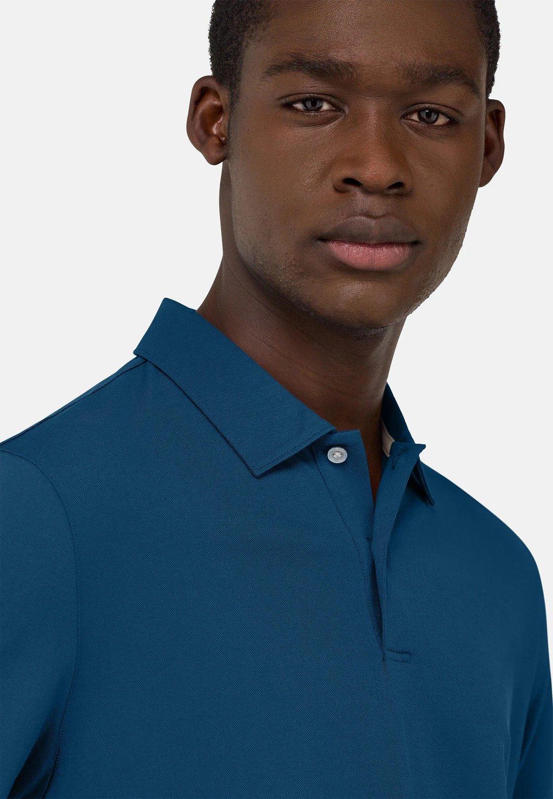 Blue High-Performance Pique Polo Shirt, , large image number 3