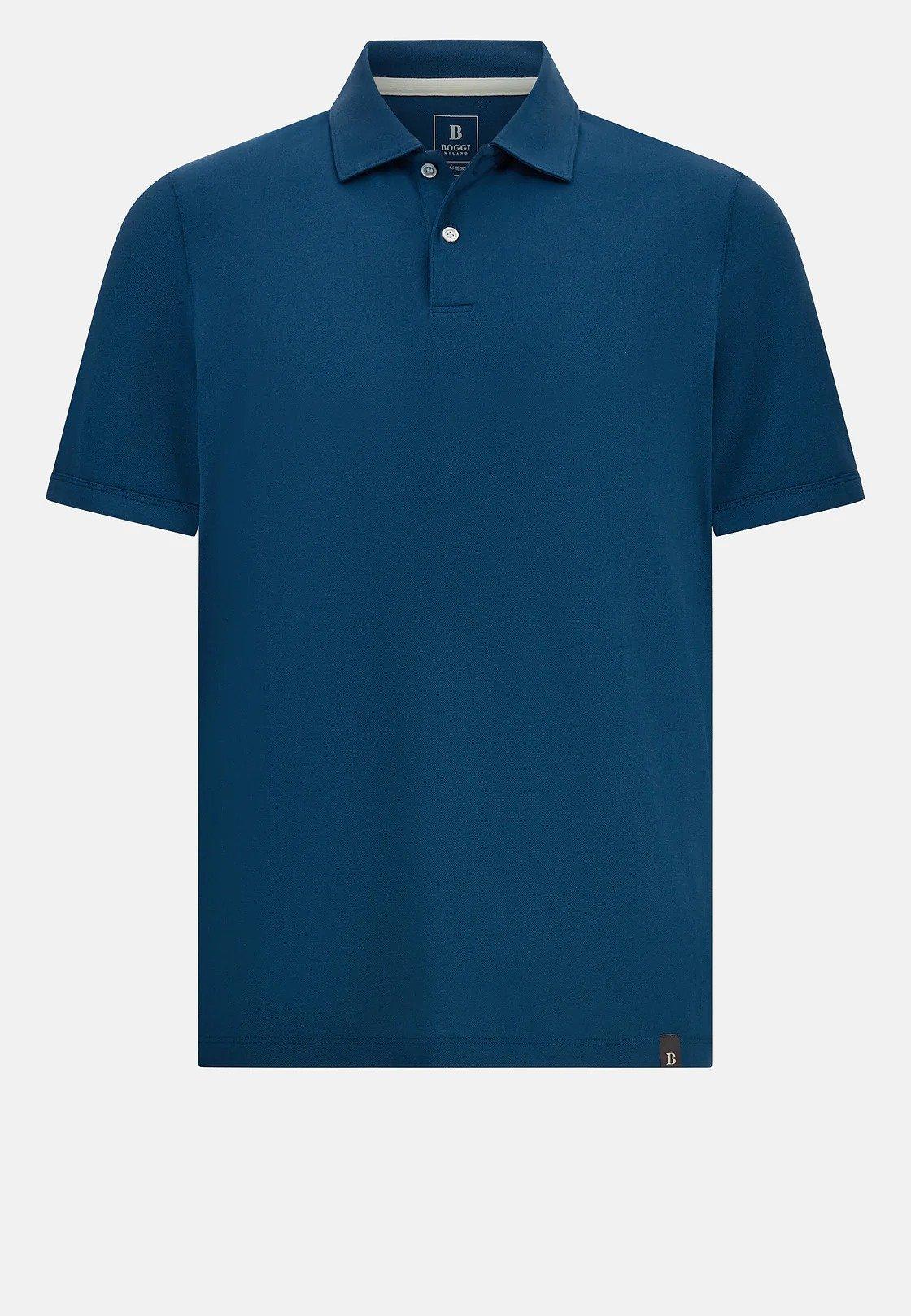 Blue High-Performance Pique Polo Shirt, , large image number 4