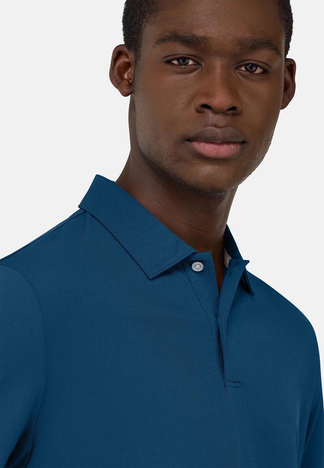 S. Cafe High-Performance Pique Polo Shirt Blue, , large image number 6