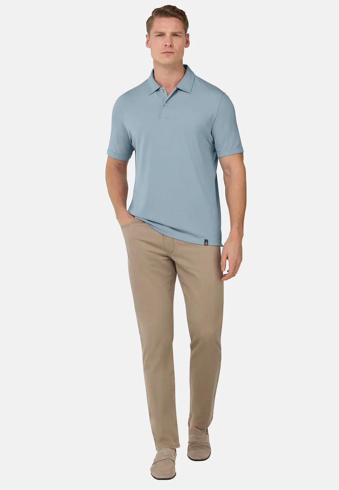S. Cafe High-Performance Pique Polo Shirt Blue, , large image number 0