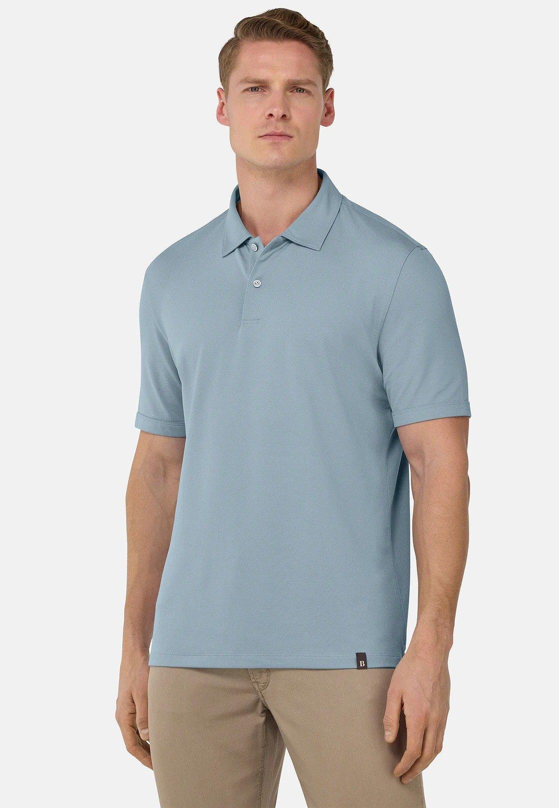S. Cafe High-Performance Pique Polo Shirt Blue, , large image number 1