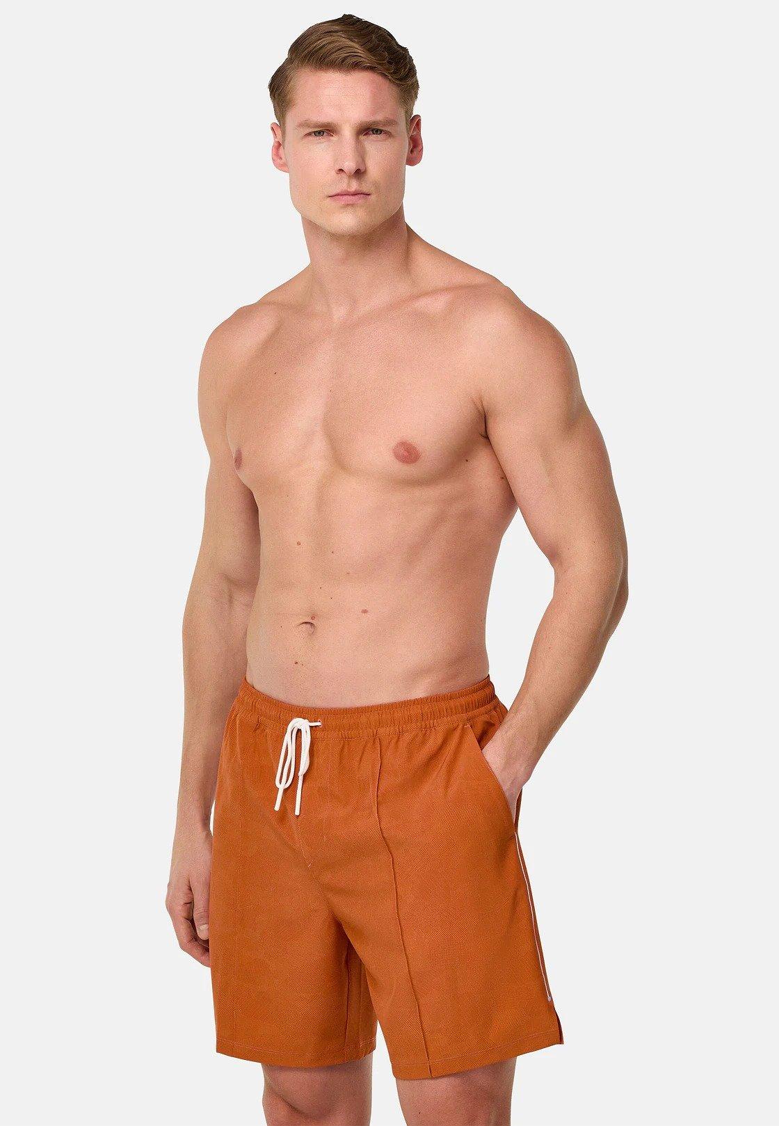 Swimsuit In Printed Technical Fabric Orange, , medium