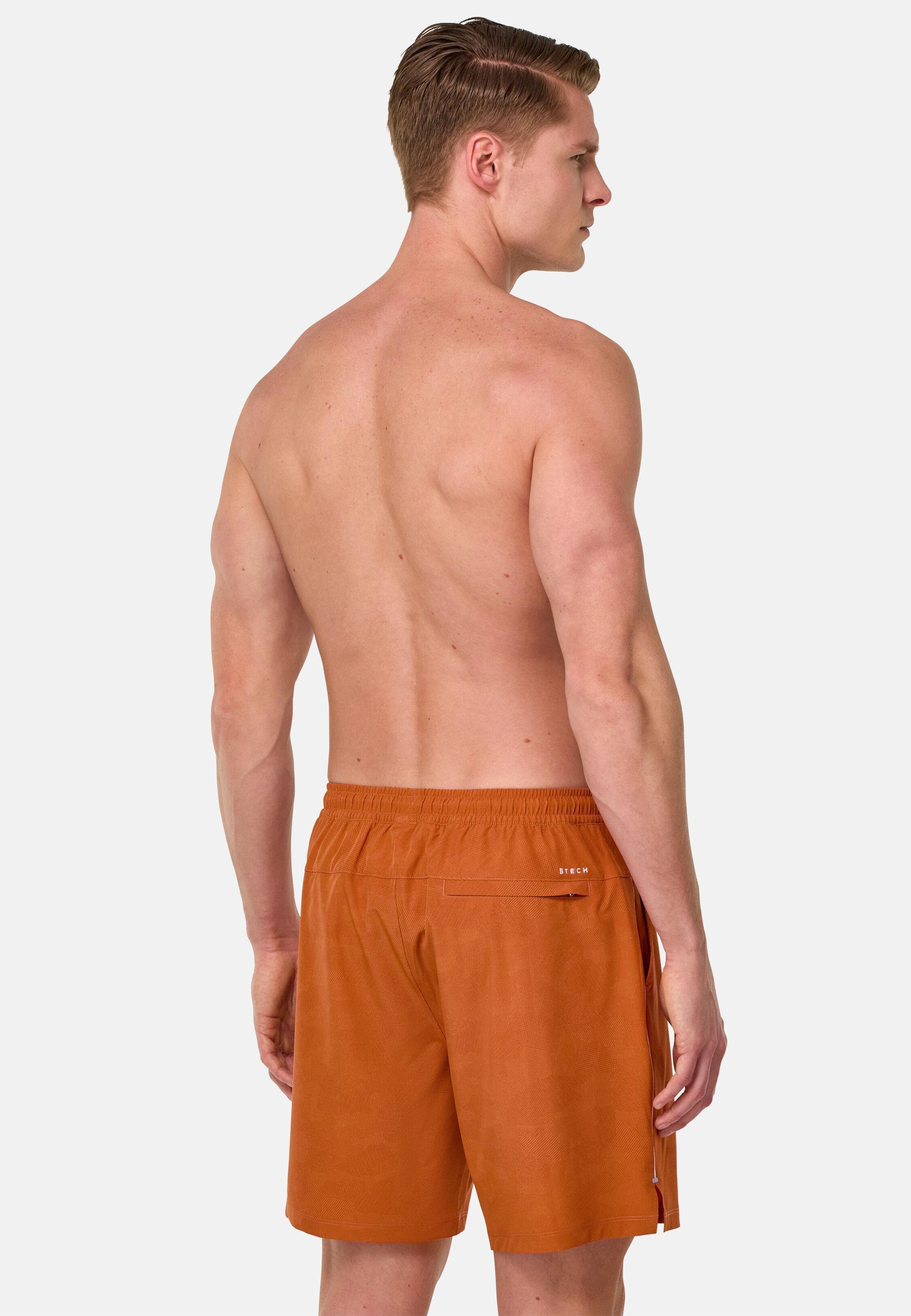 Swimsuit In Printed Technical Fabric Orange, Orange, large image number 3