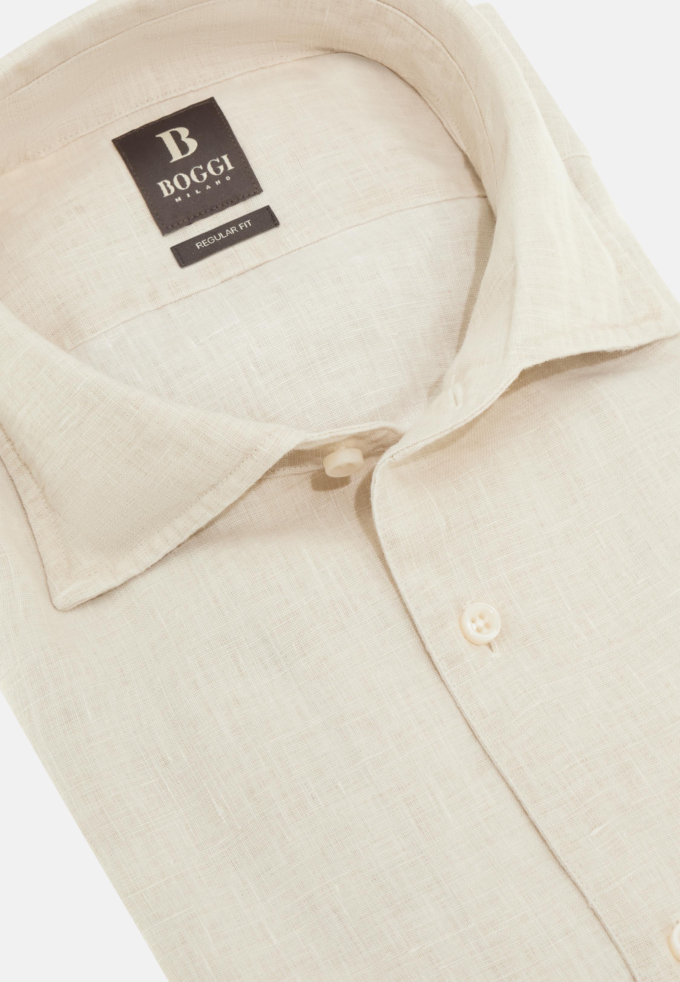Regular Fit Linen Shirt Beige, , large image number 3