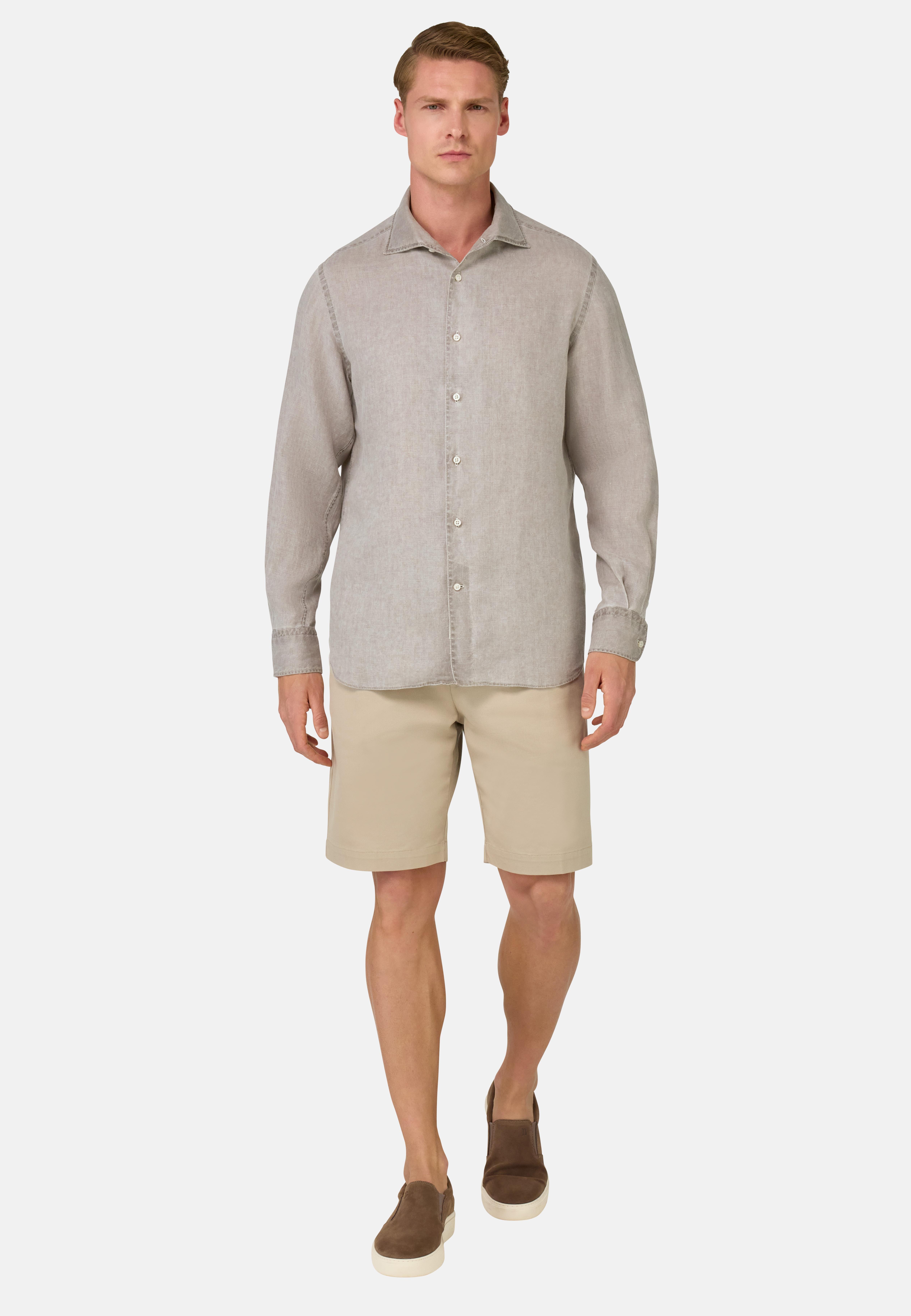 Regular Fit Linen Shirt Brown, Taupe, large image number 6