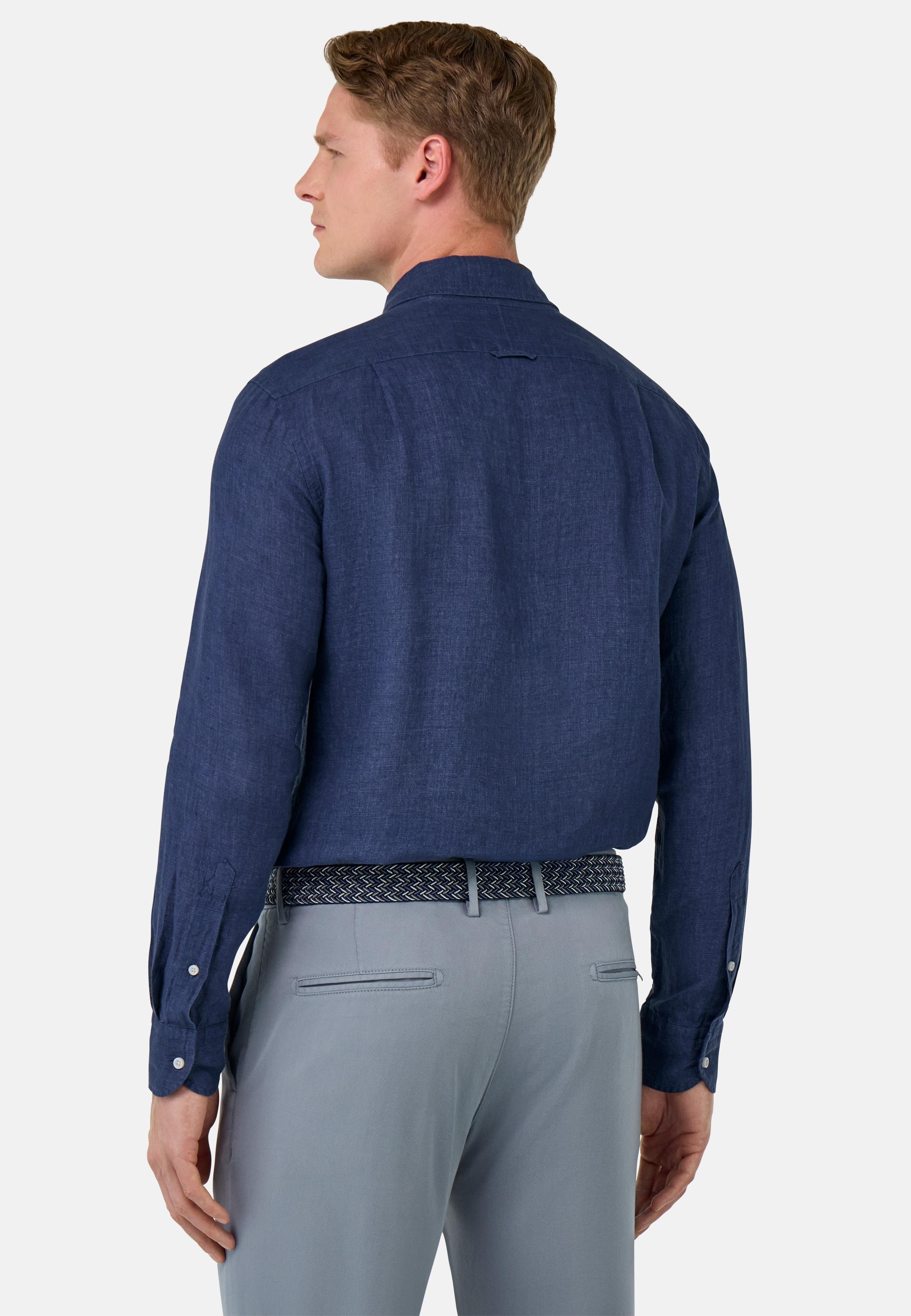 Regular Fit Linen Shirt Navy, , large image number 1