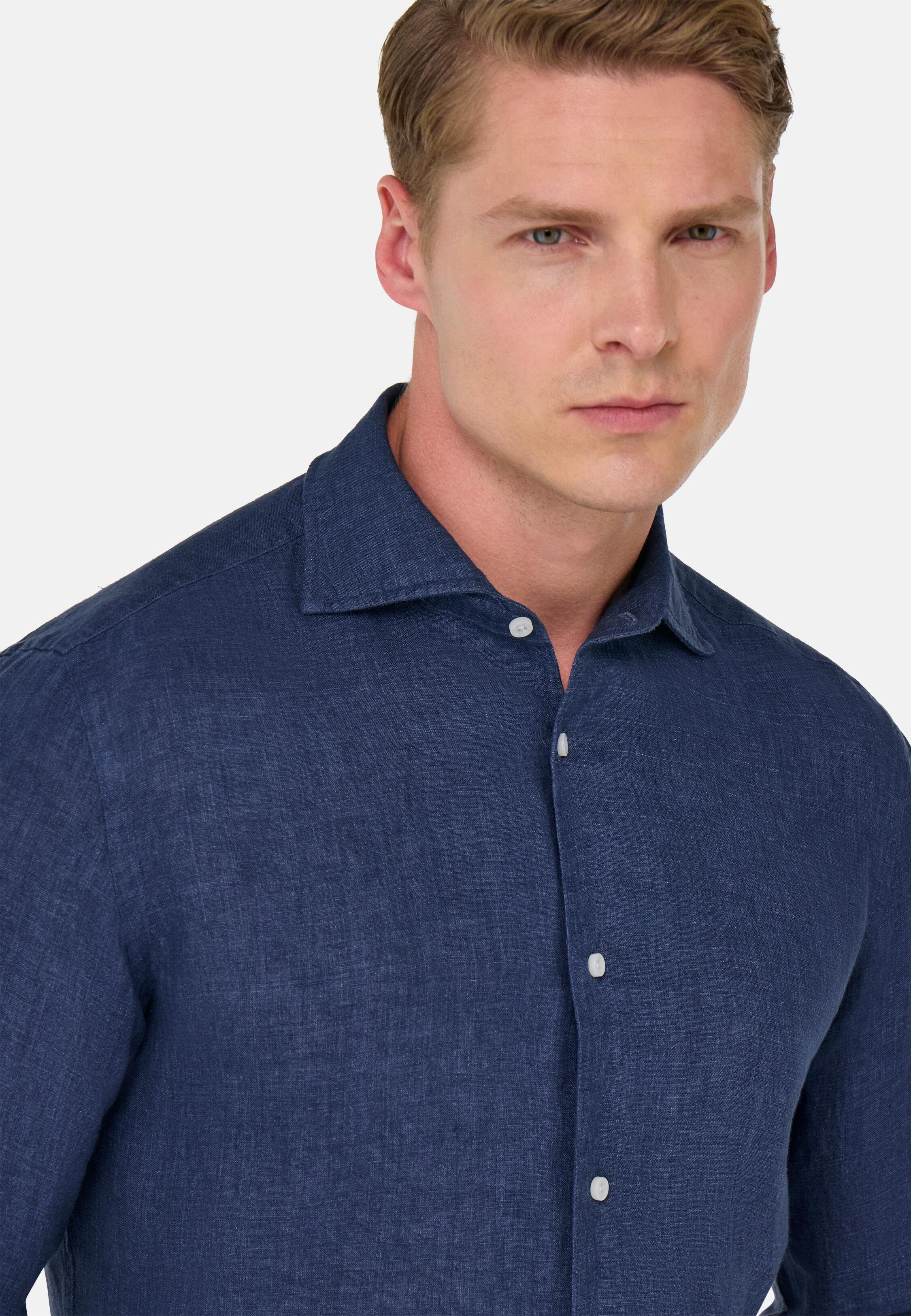قميص كتان بقصة عادية، كحلي, Navy blue, large image number 5