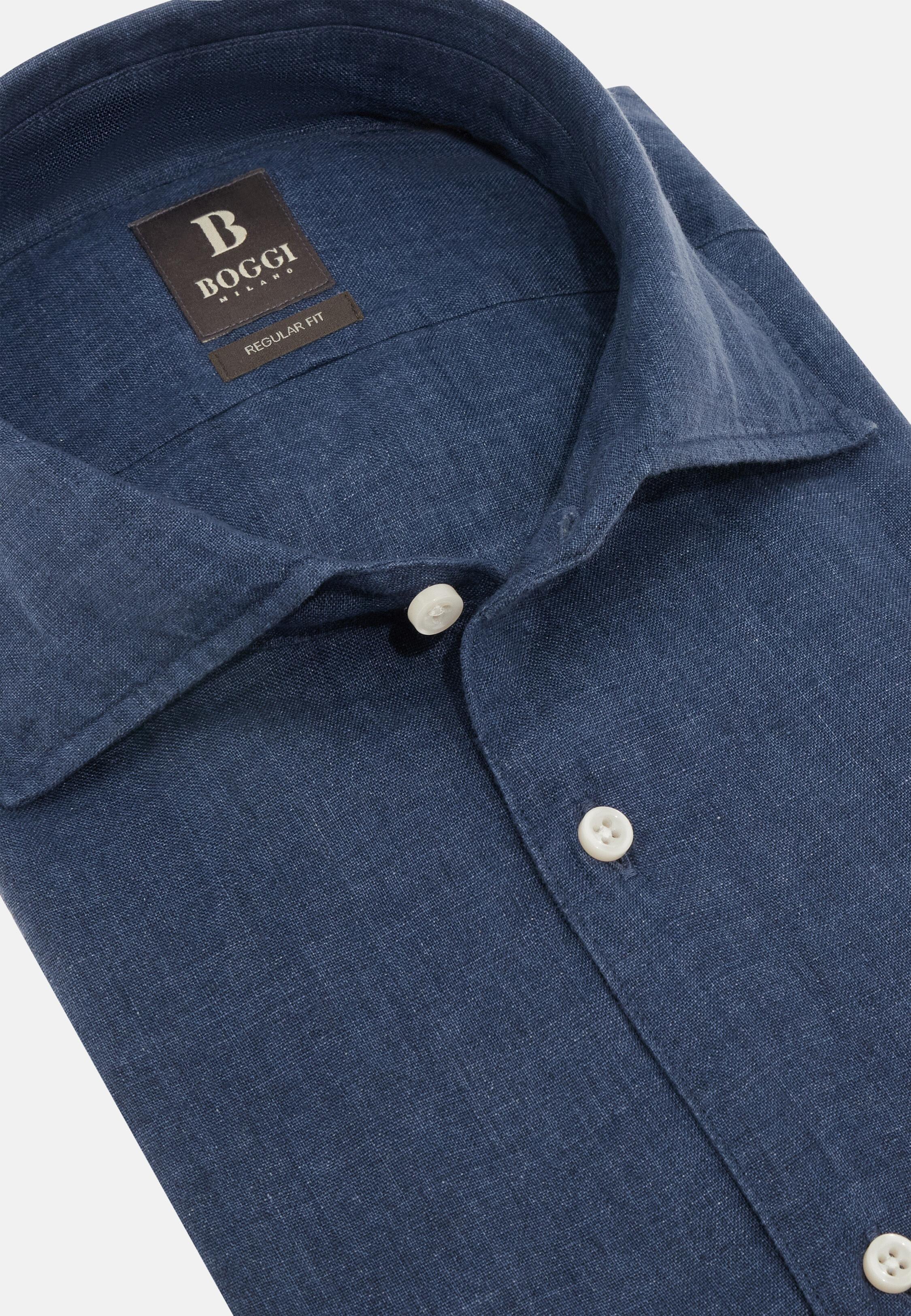 قميص كتان بقصة عادية، كحلي, Navy blue, large image number 7