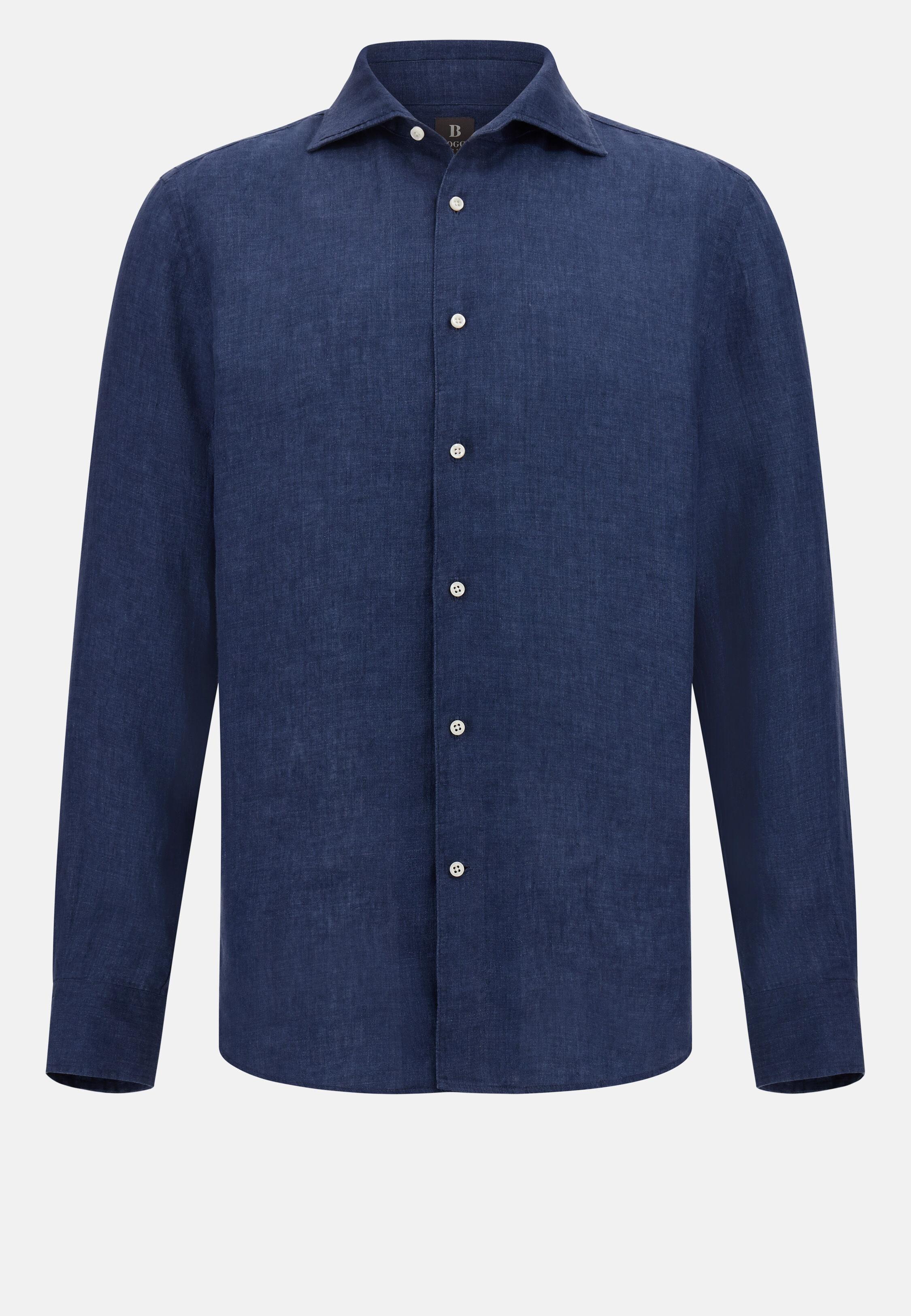 قميص كتان بقصة عادية، كحلي, Navy blue, large image number 9