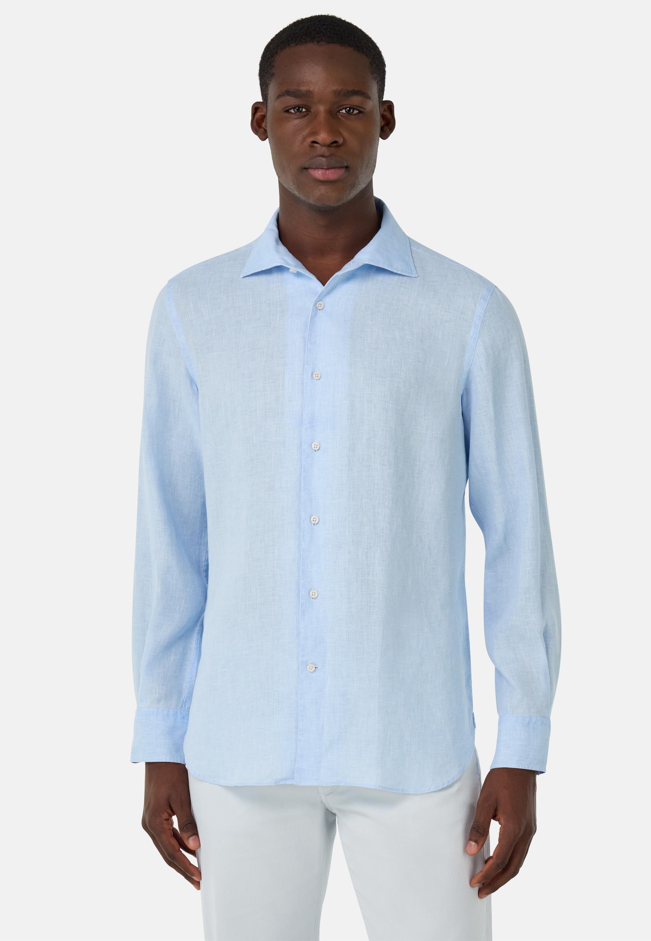 Regular Fit Linen Shirt Blue, , medium