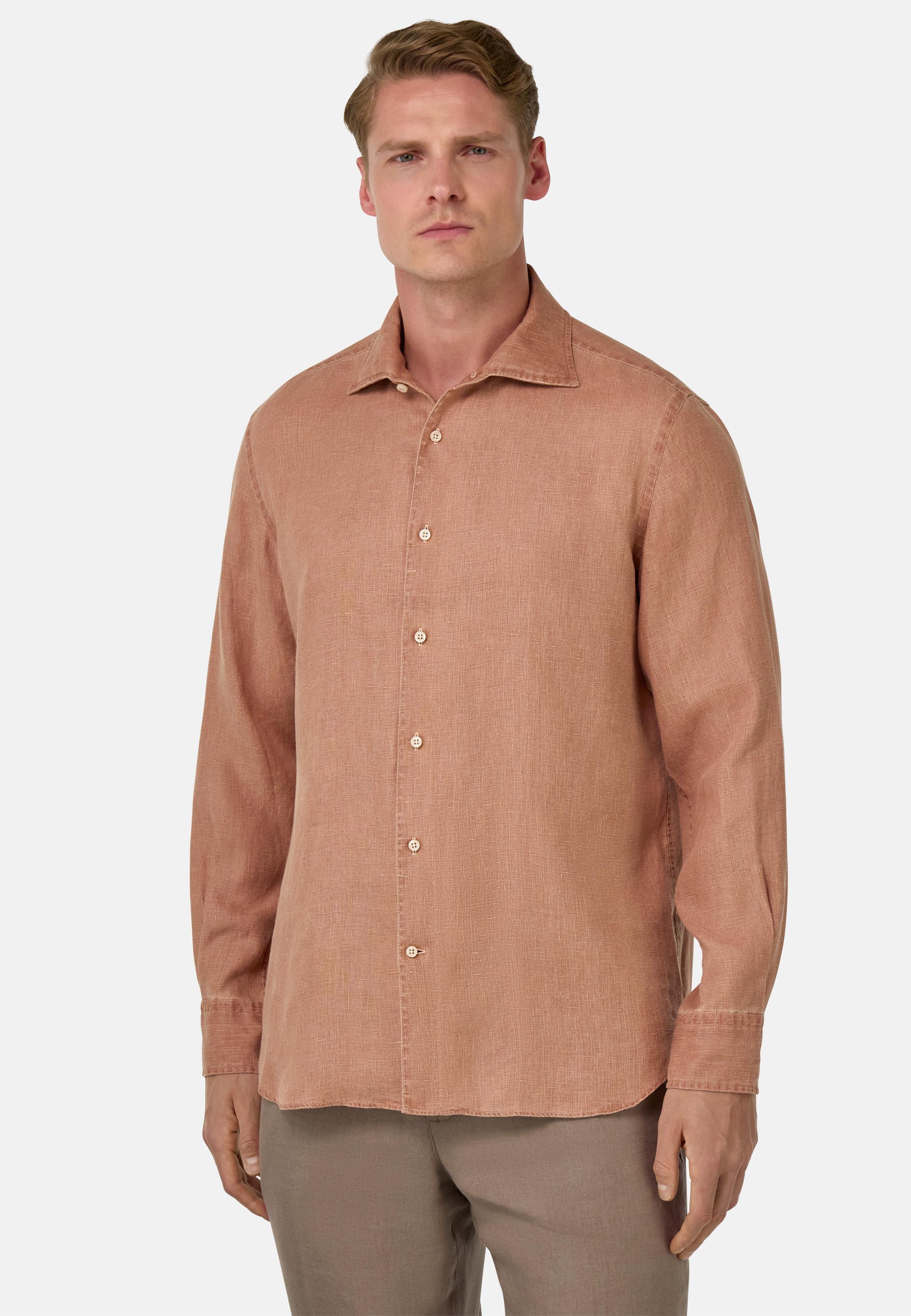 Regular Fit Linen Shirt Brown, Rot, medium