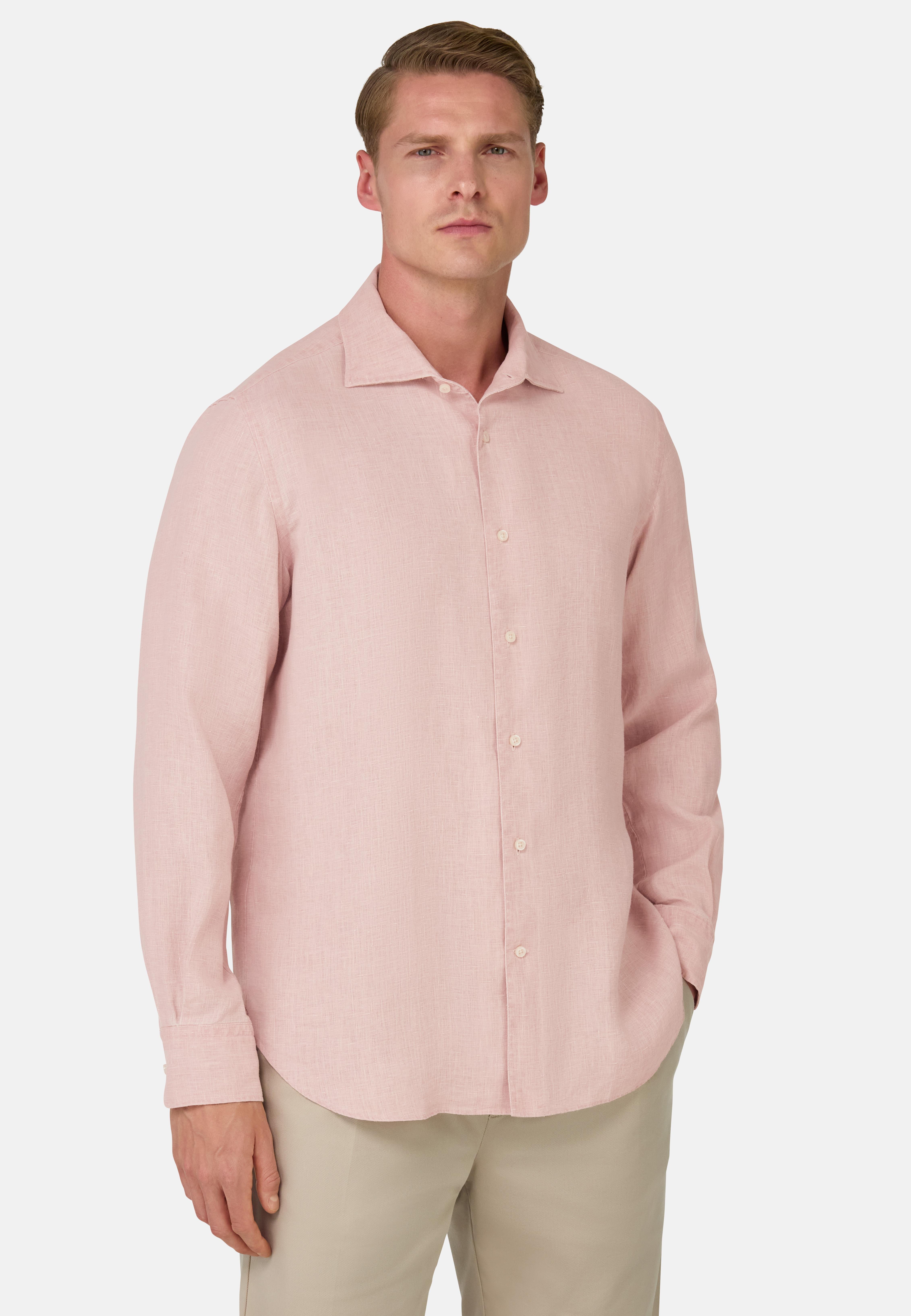 Regular Fit Linen Shirt Pink, , medium