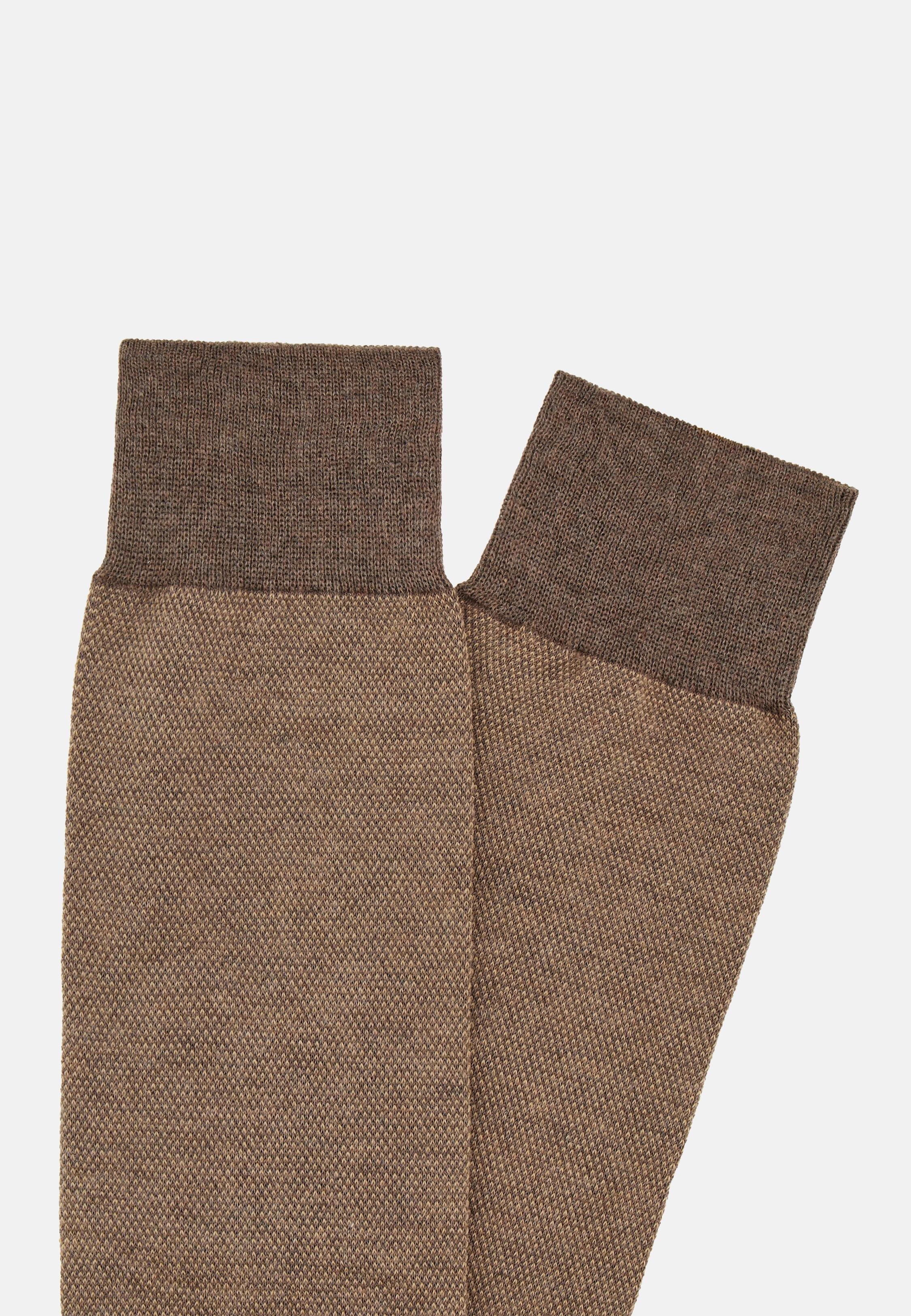 Brown Cotton Oxford Socks, 3901_TAUP, large image number 0