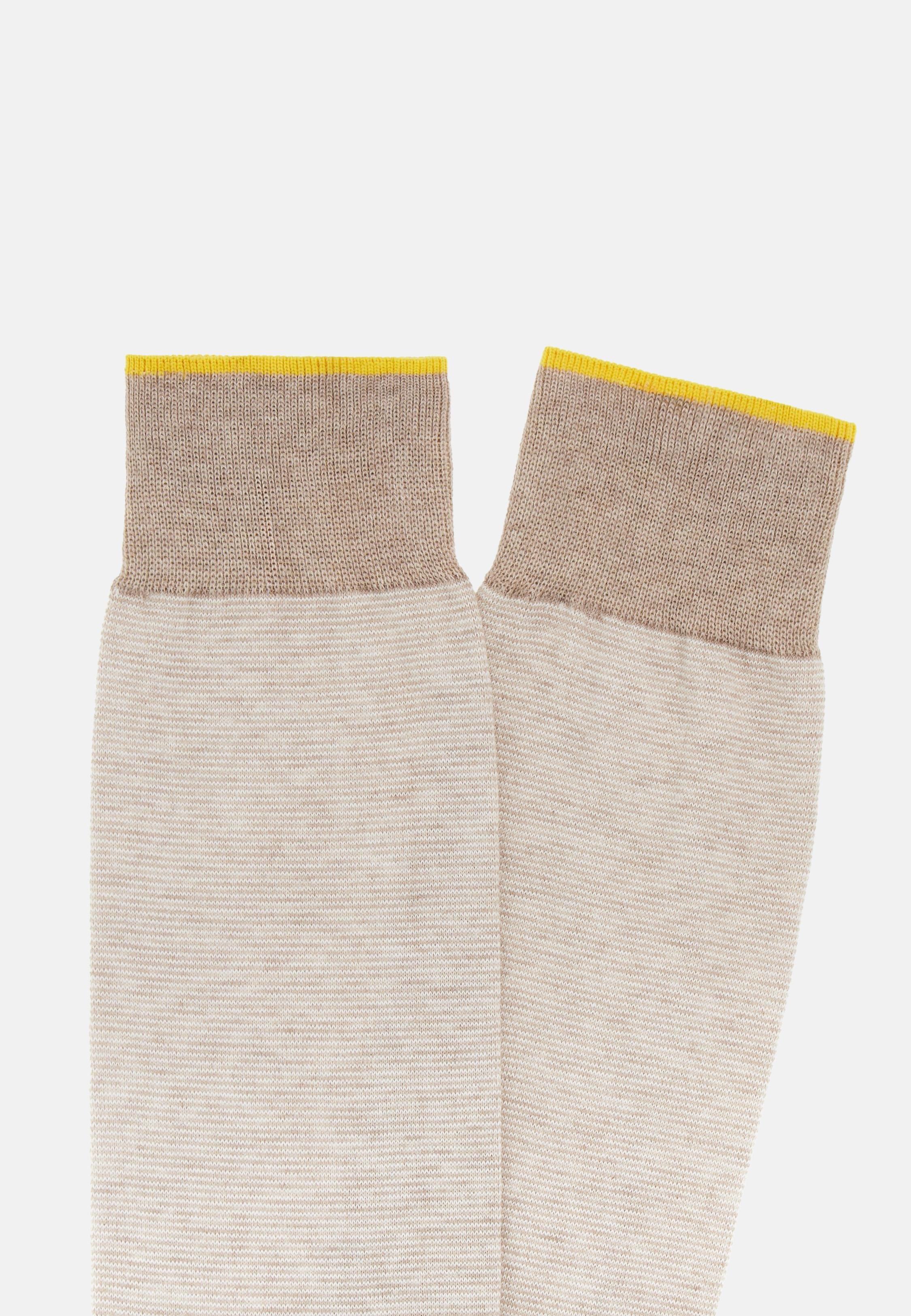 Beige Striped Crew Socks, Beige, large image number 0