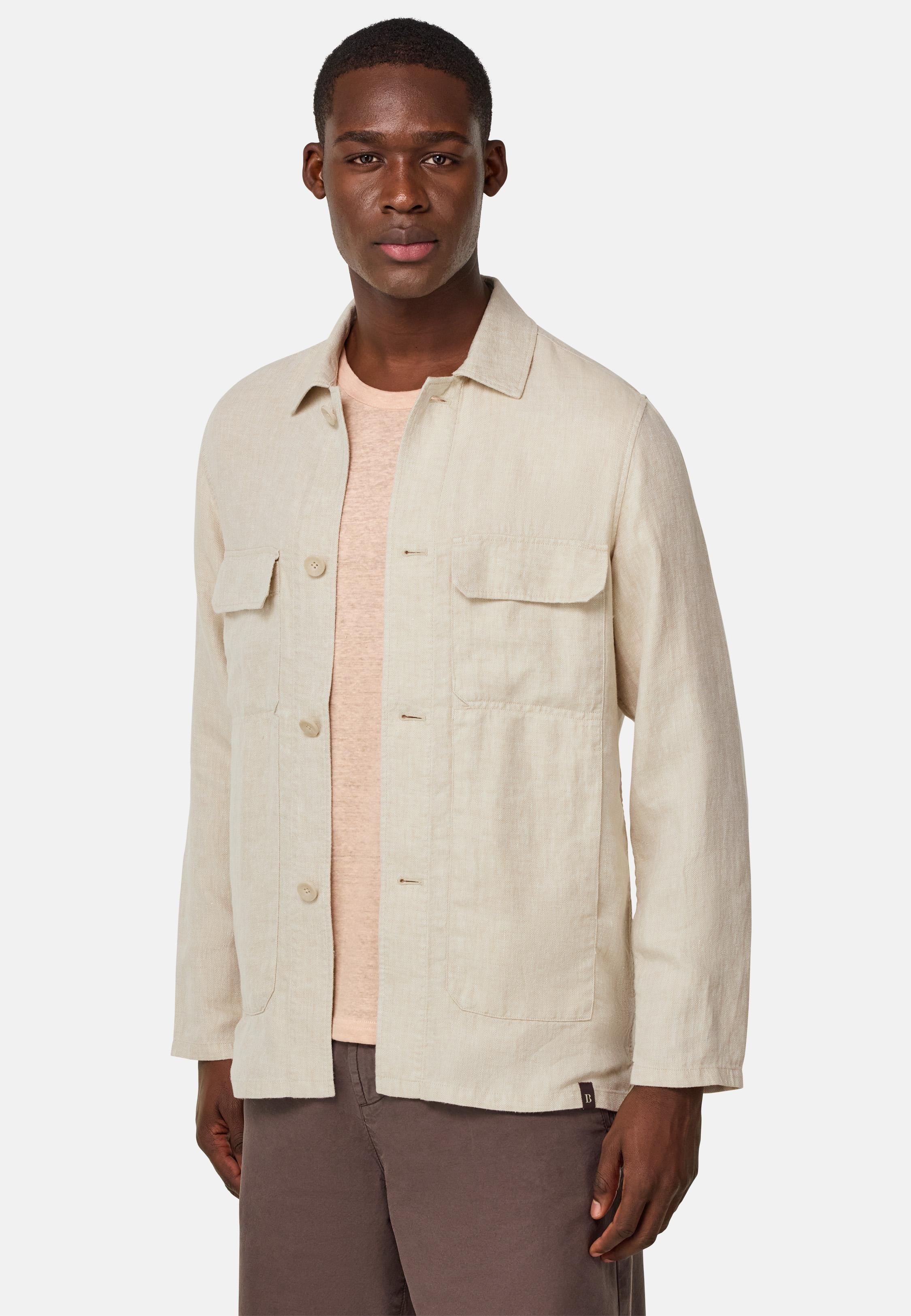 Bond Linen Shirt Jacket Beige, Beige, medium