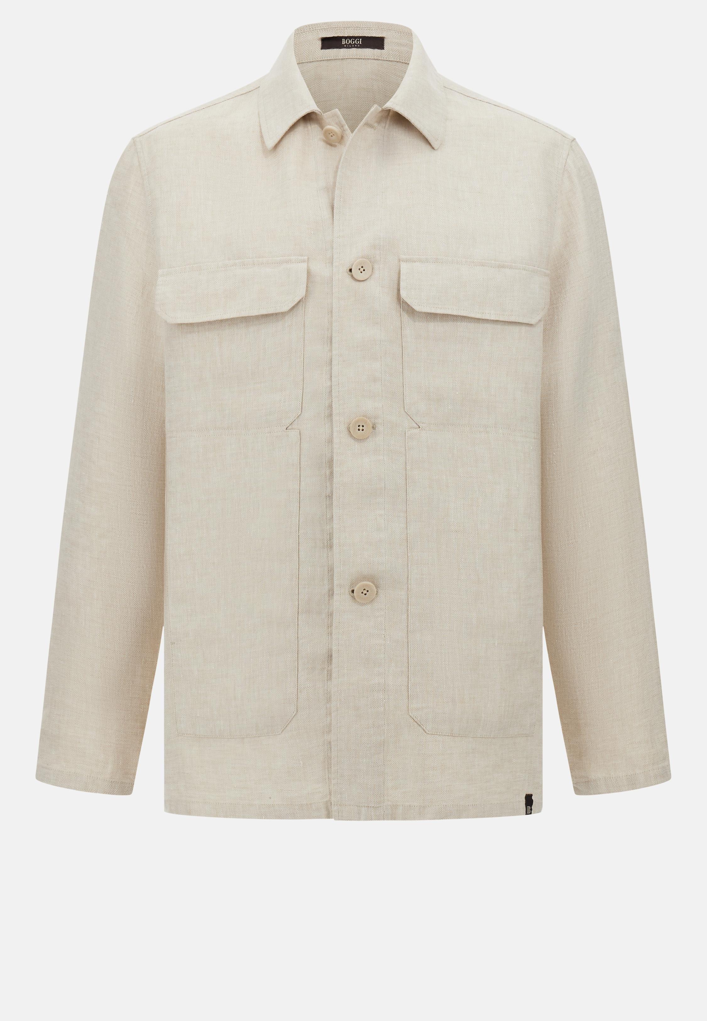 Bond Linen Shirt Jacket Beige, , large image number 4