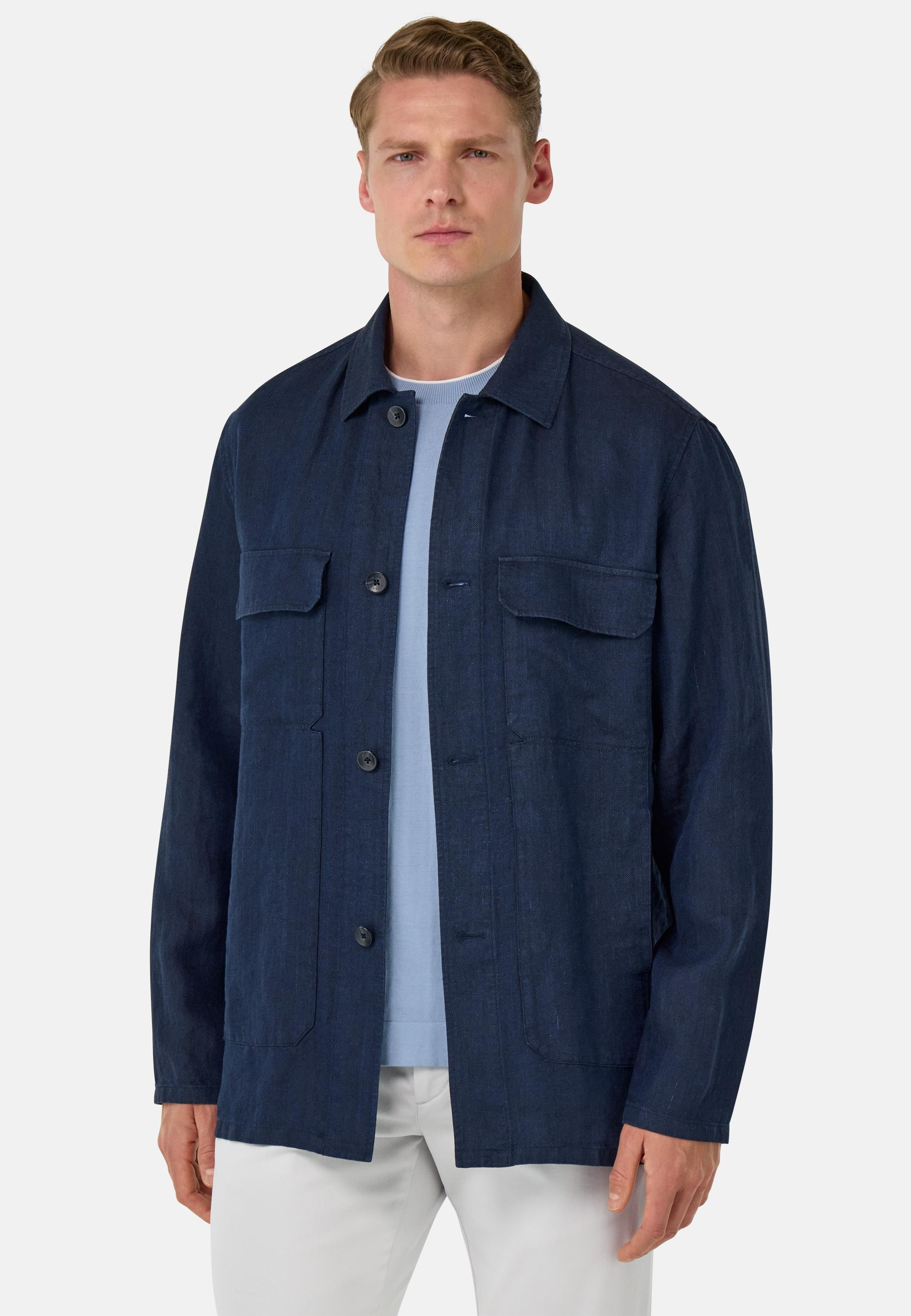 Bond Linen Shirt Jacket Navy, , large image number 0