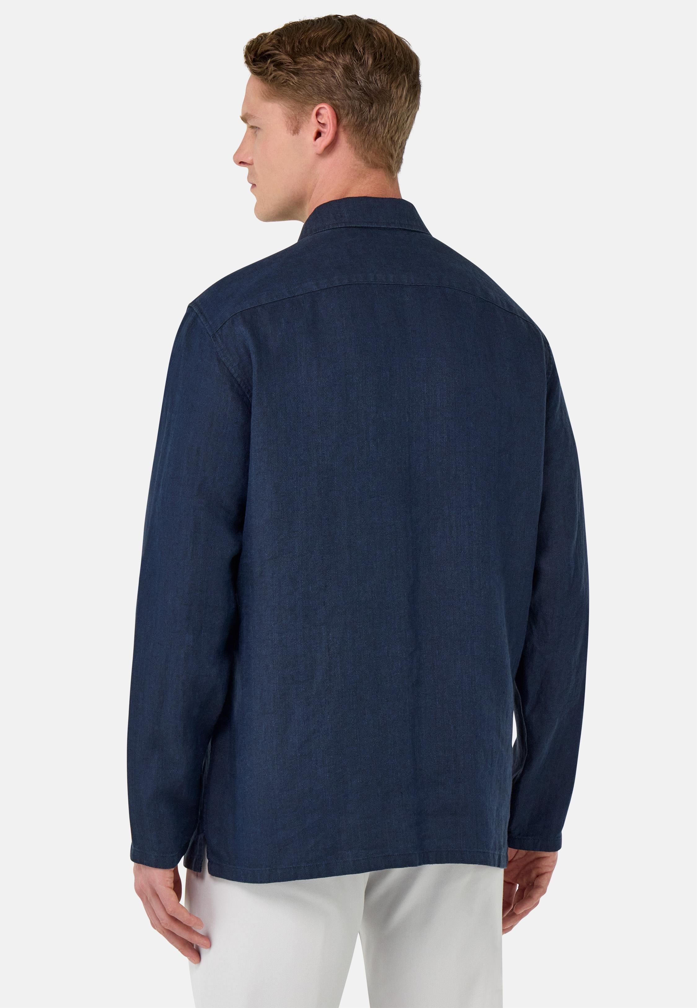 Bond Linen Shirt Jacket Navy, , large image number 1