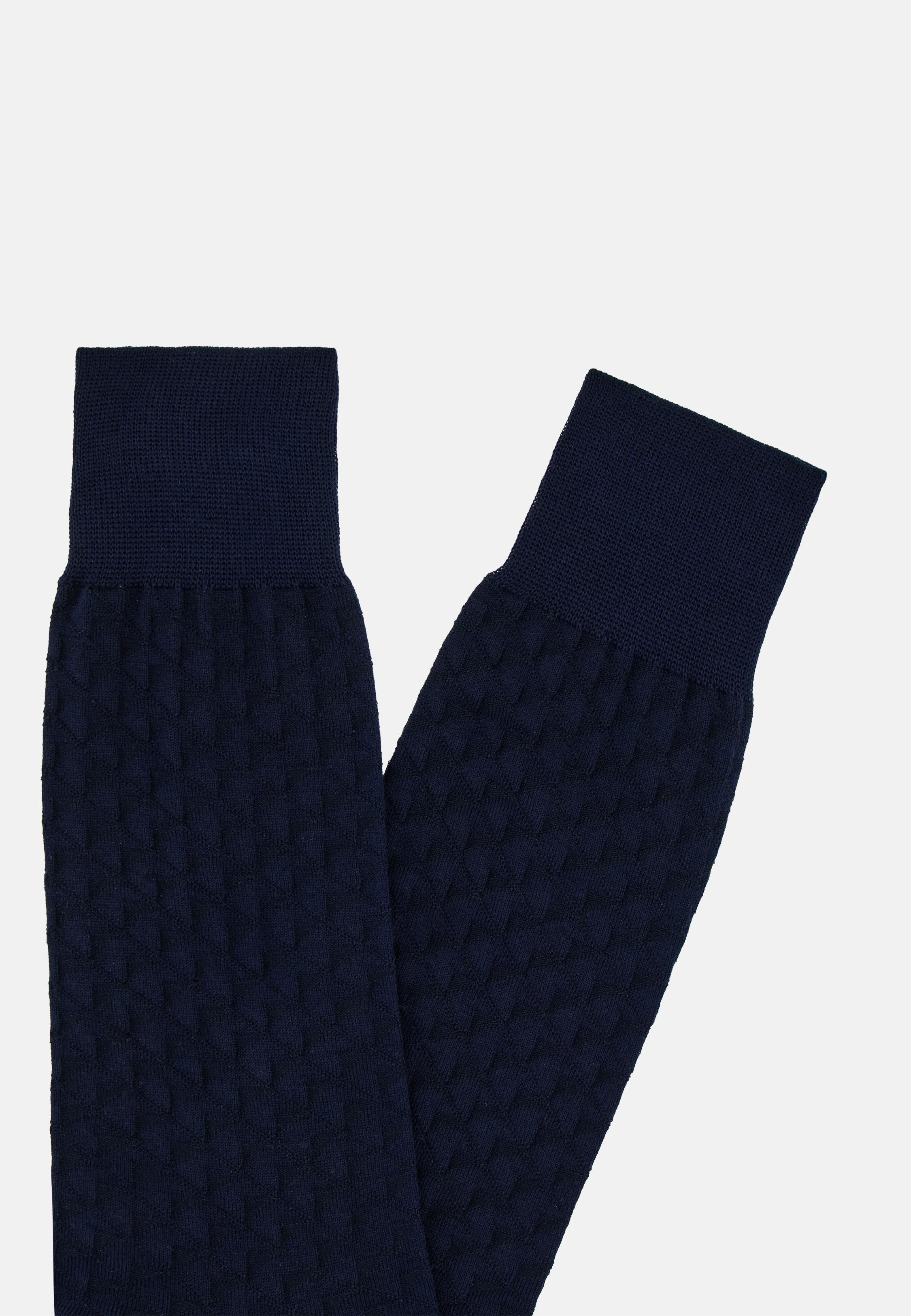 Cotton Blend Jacquard Socks Navy, , medium