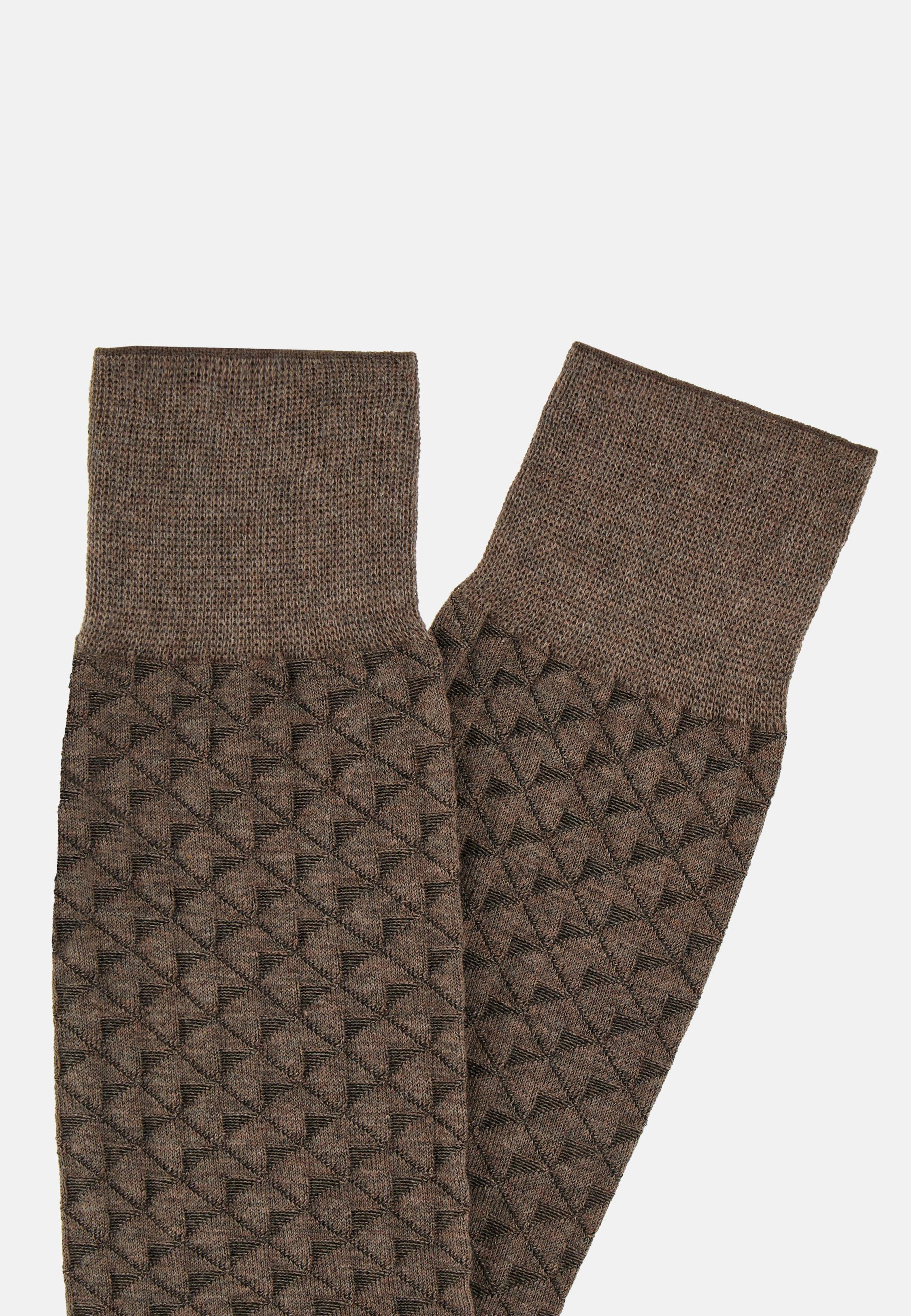 Brown Cotton Blend Jacquard Socks, 3901_TAUP, large image number 0