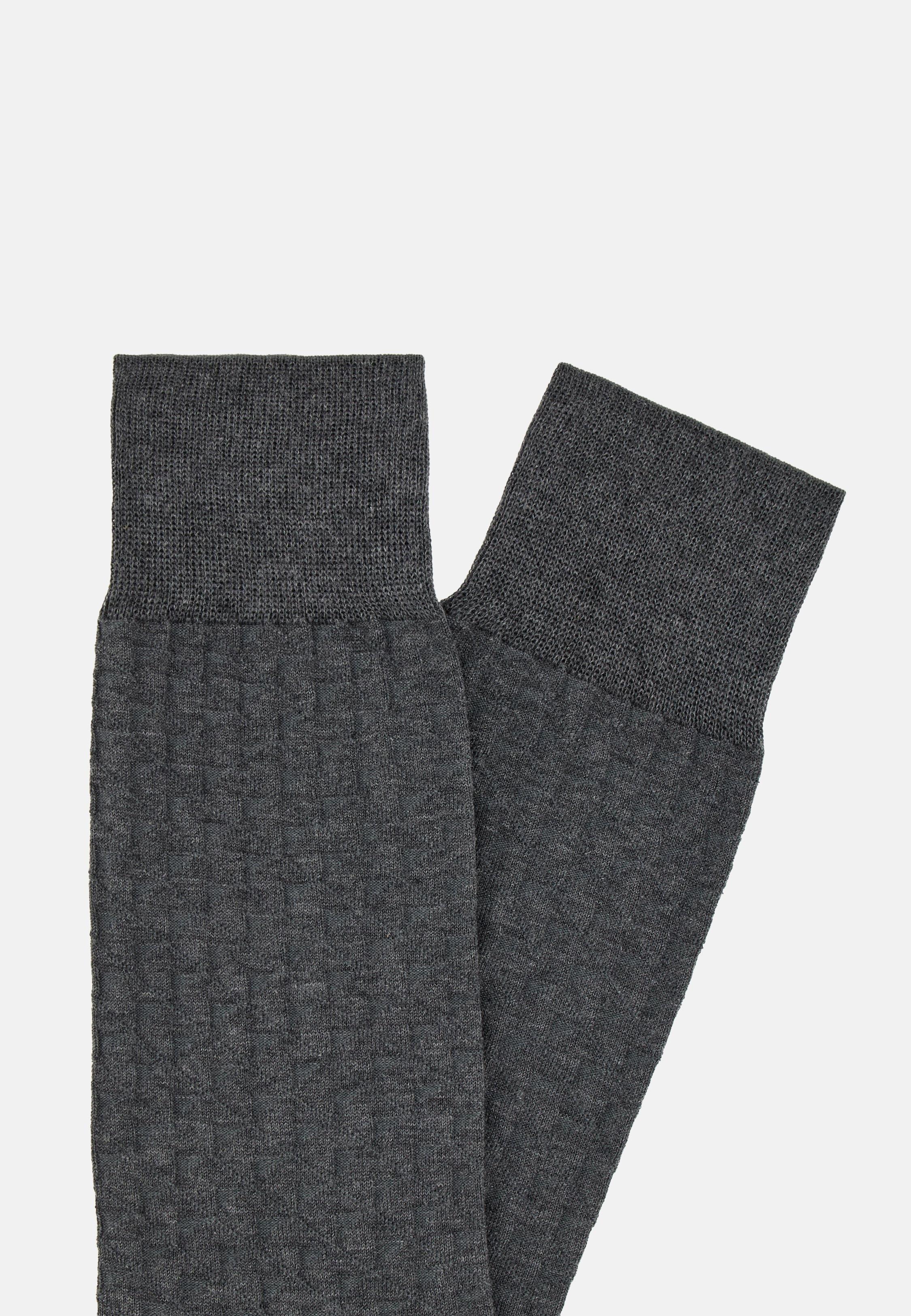 Cotton Blend Jacquard Socks Grey, 3901_CHAR, large image number 0