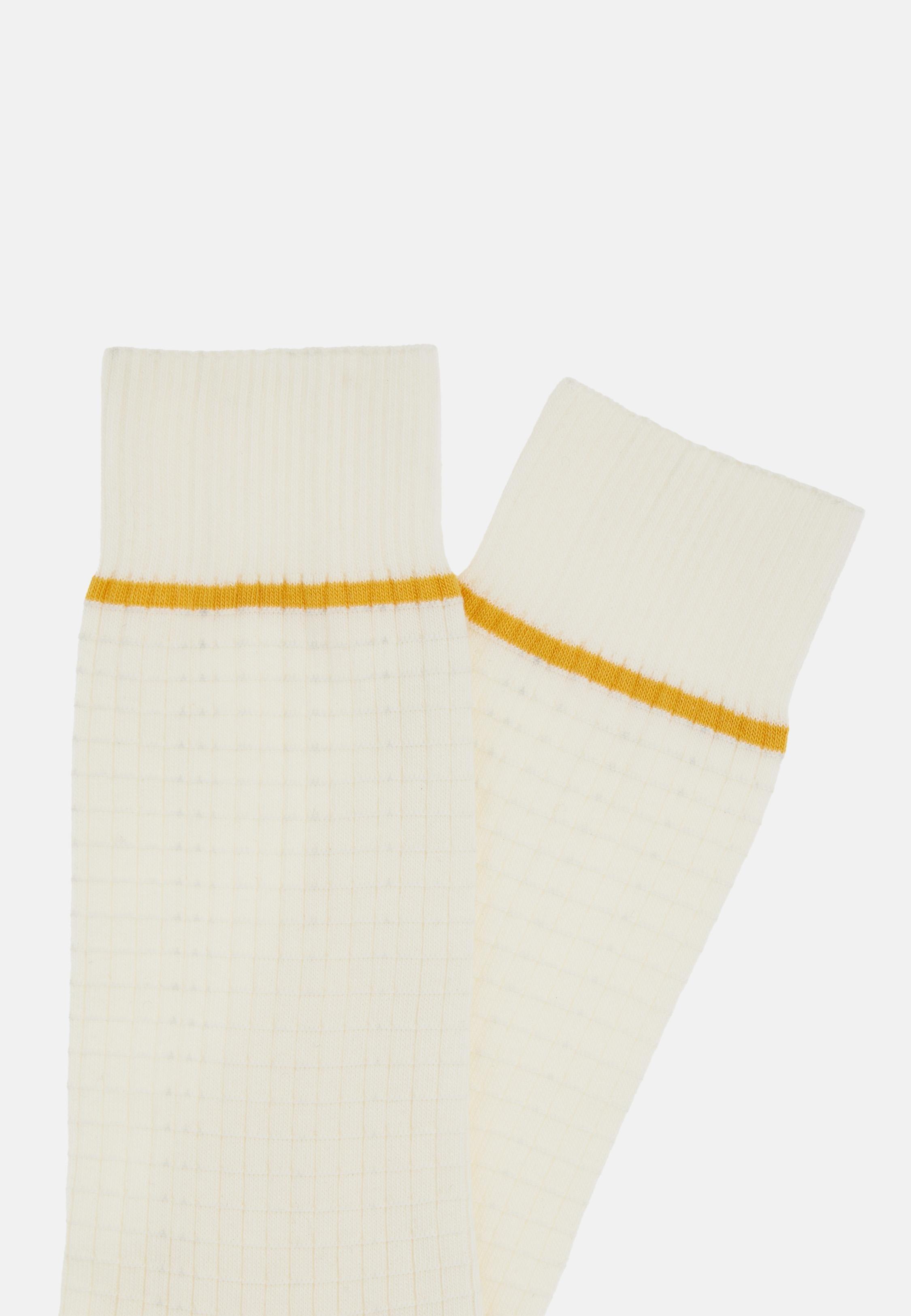 Cream Cotton Blend Jacquard Socks, 3901_CREA, large image number 1