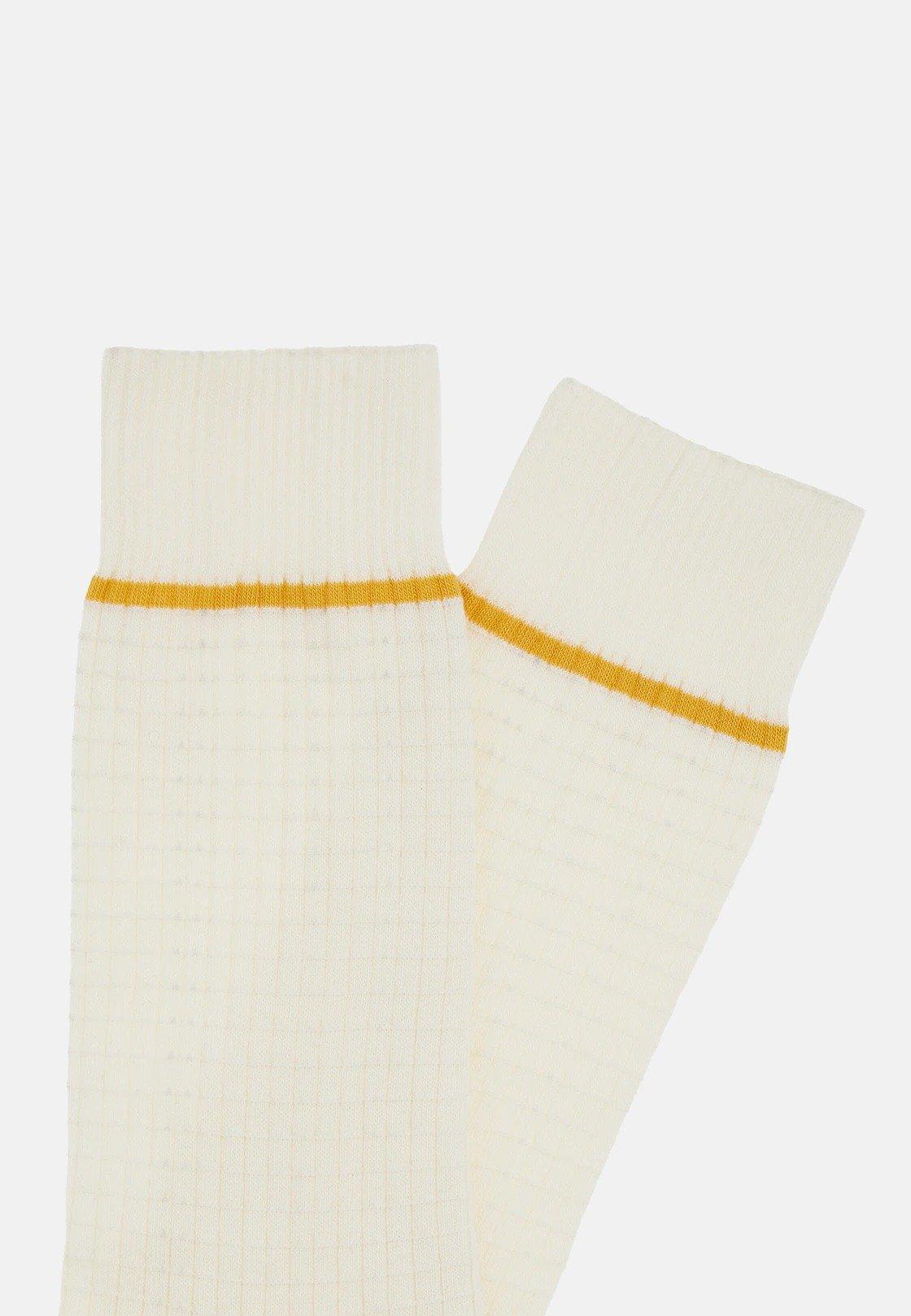 Cream Cotton Blend Jacquard Socks, 3901_CREA, large image number 2