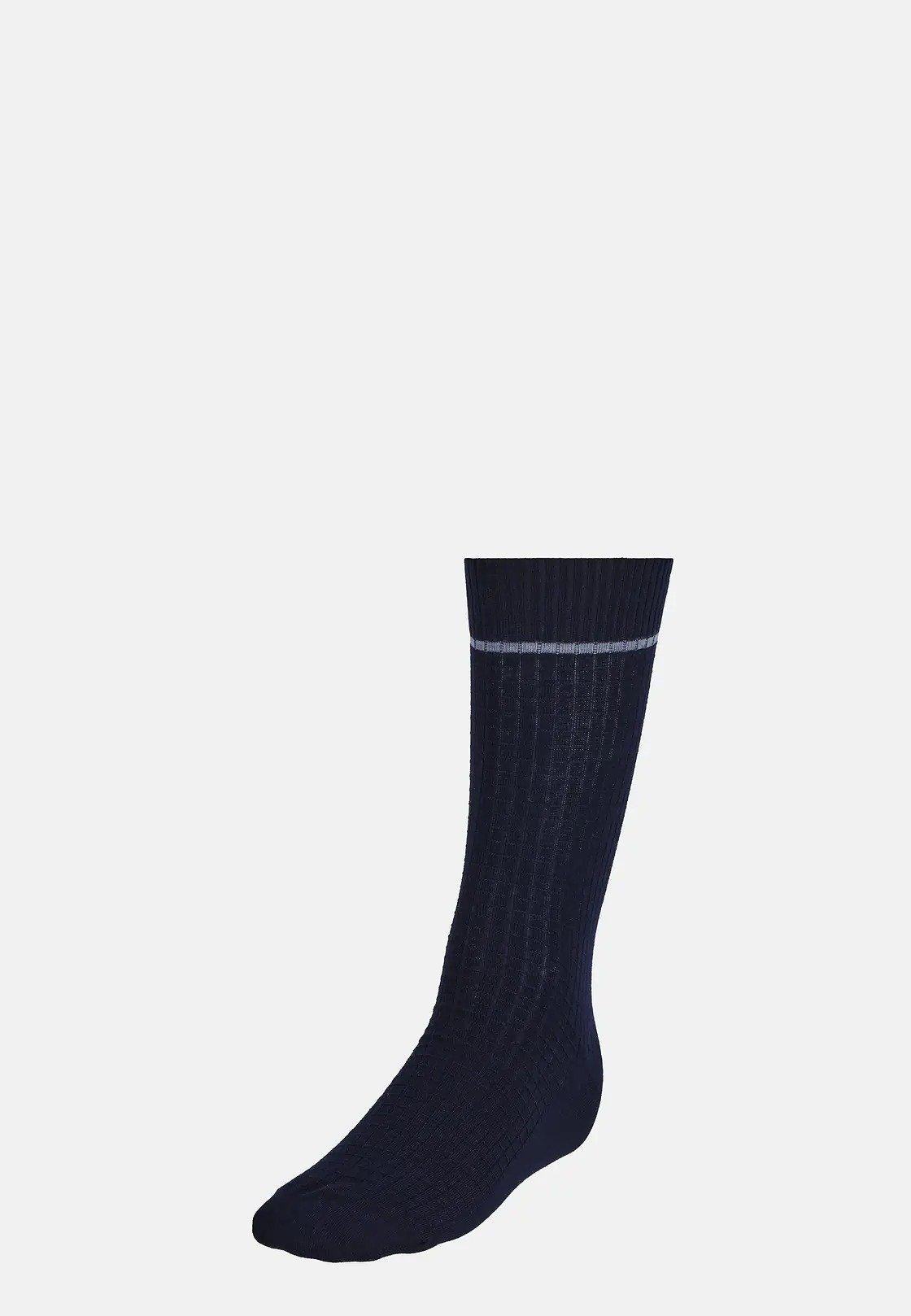 Navy Cotton Blend Jacquard Socks, Navy blue, large image number 0