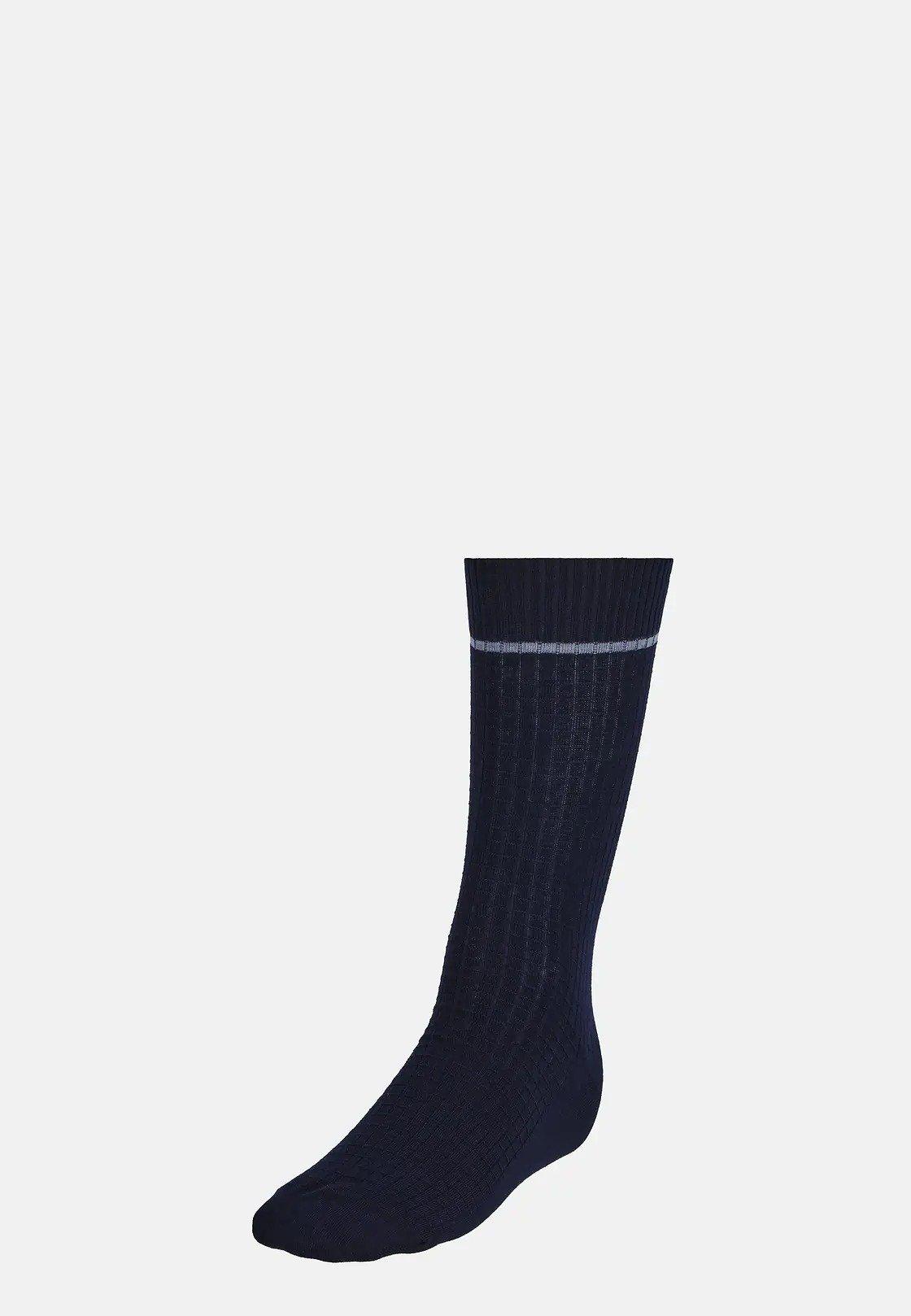 Cotton Blend Jacquard Socks Navy, Navy blue, large image number 0