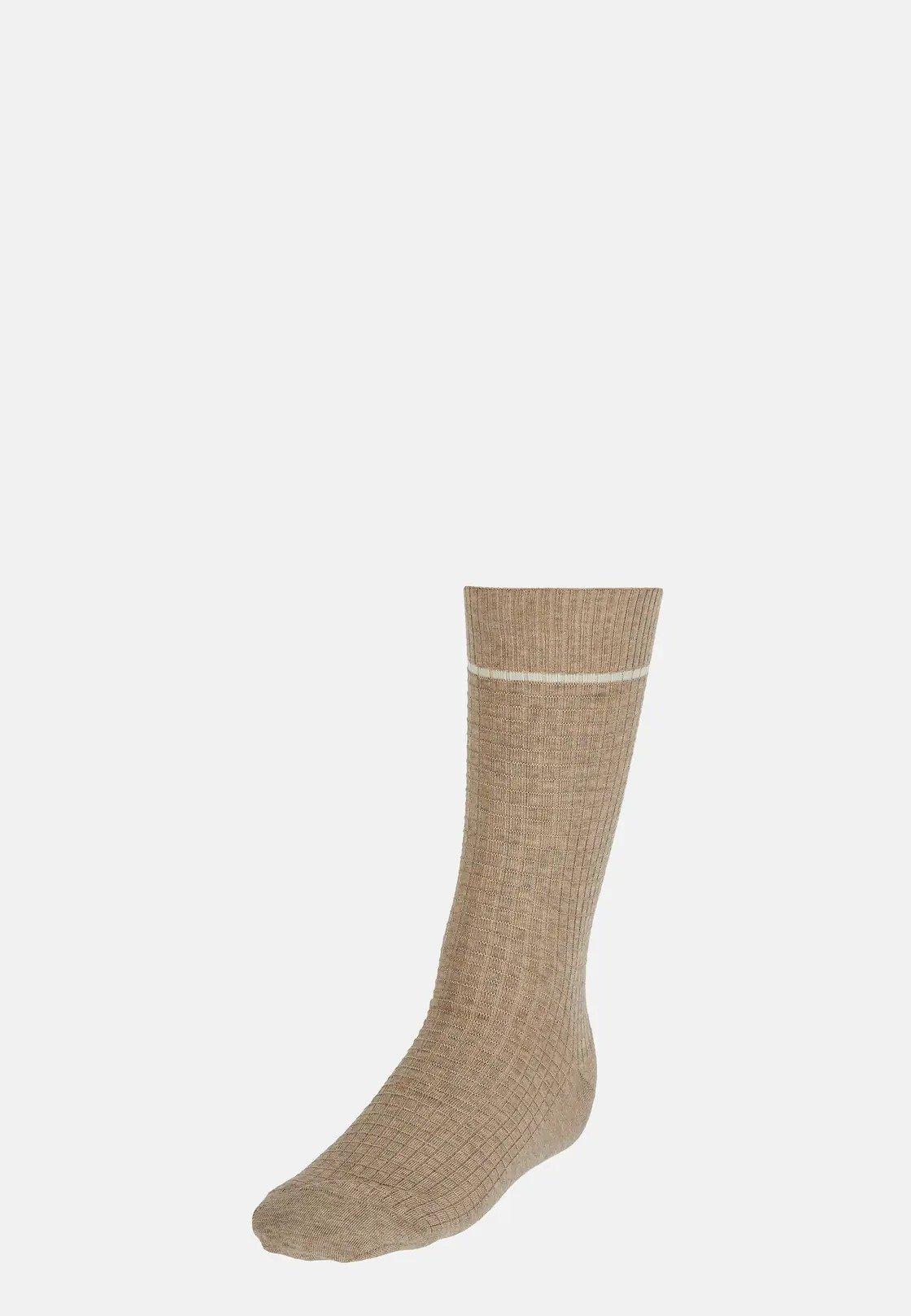 Beige Cotton Blend Jacquard Socks, Beige, large image number 0