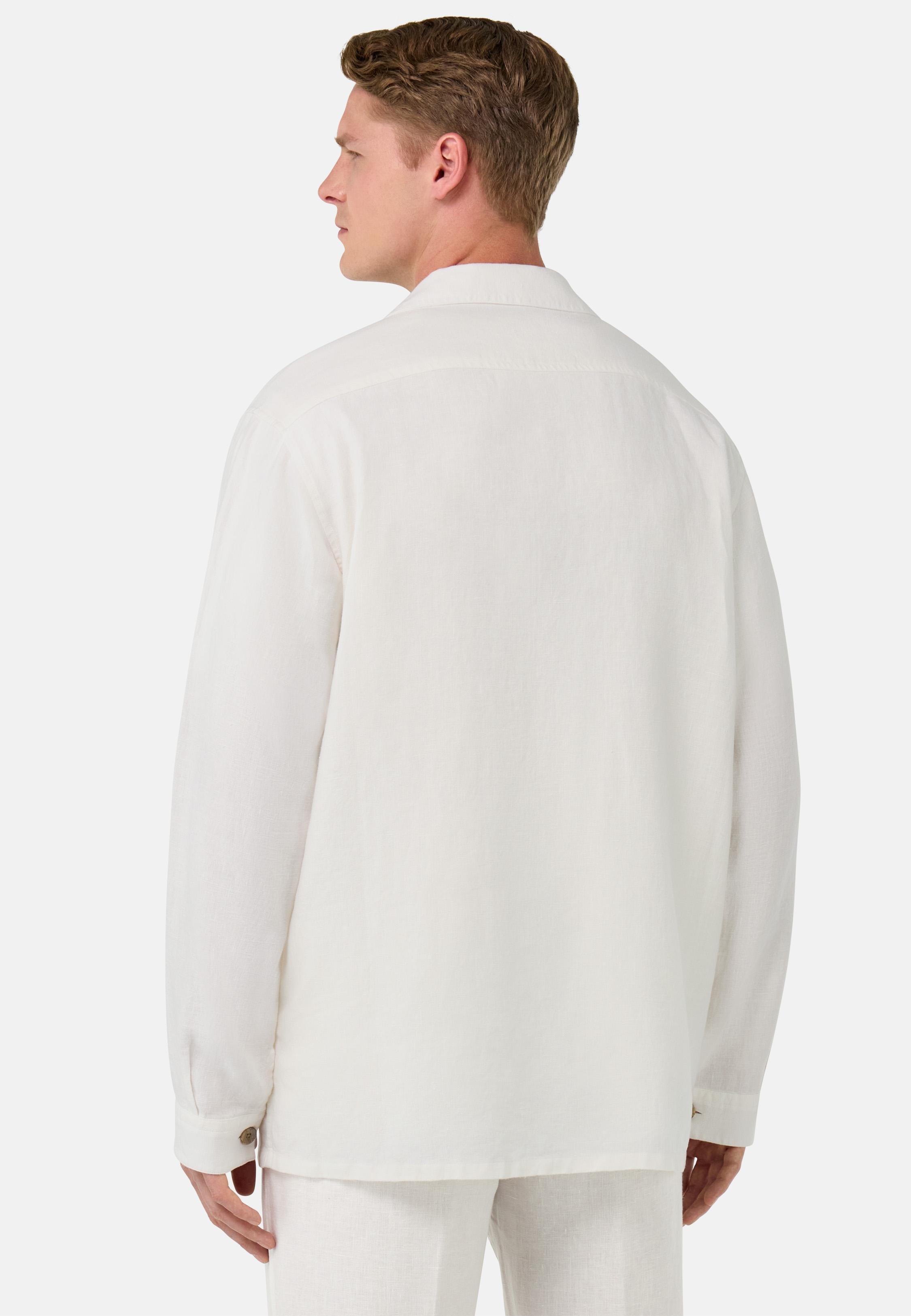 Linen Camp Overshirt White, White, medium