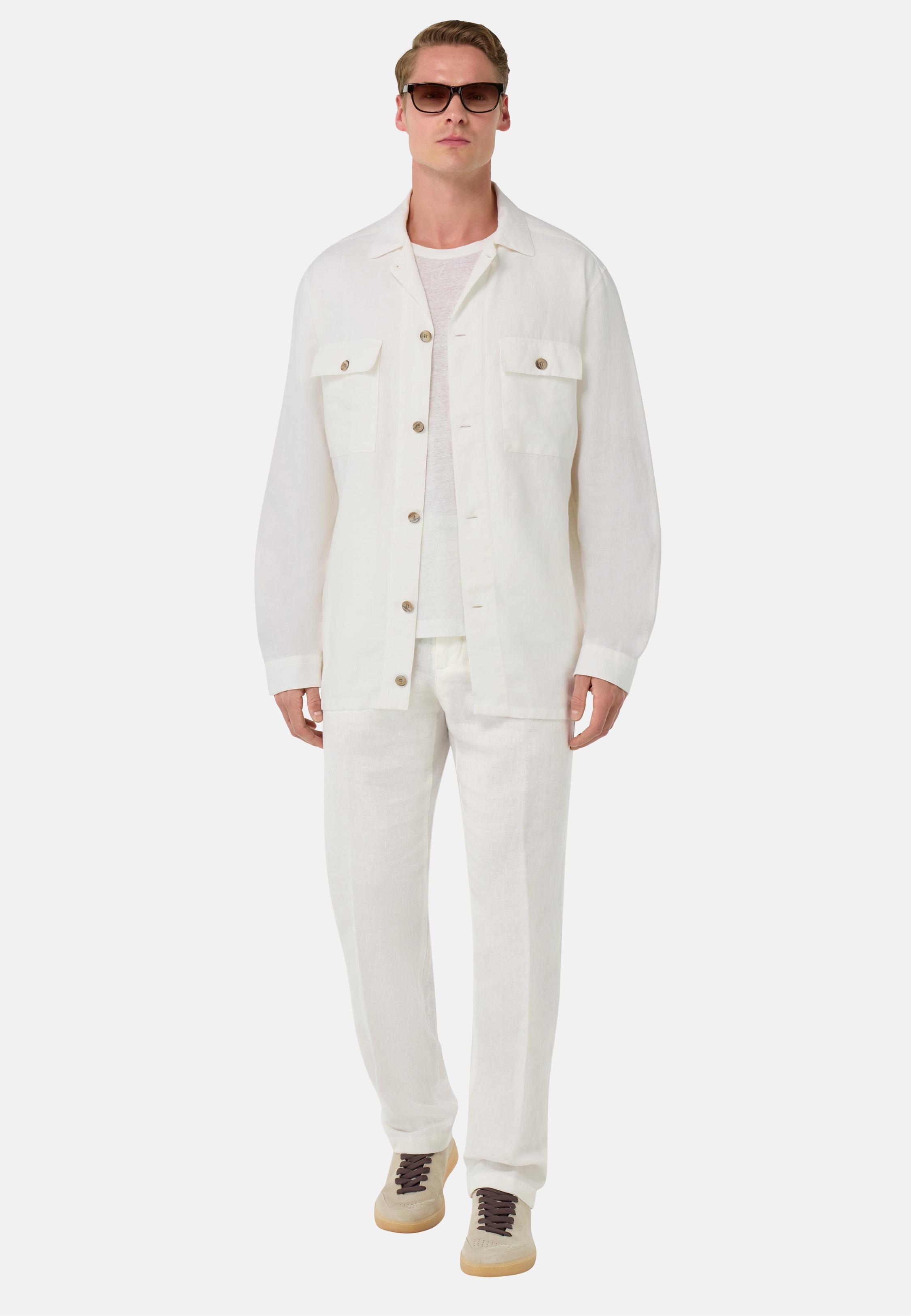 Linen Camp Overshirt White, White, large image number 3