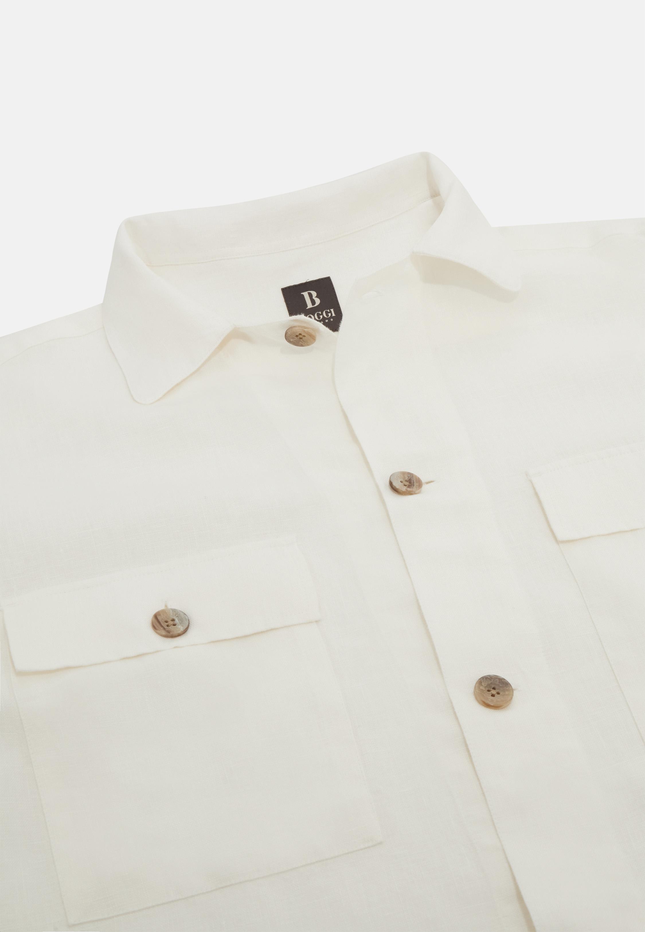 Linen Camp Overshirt White, White, large image number 4