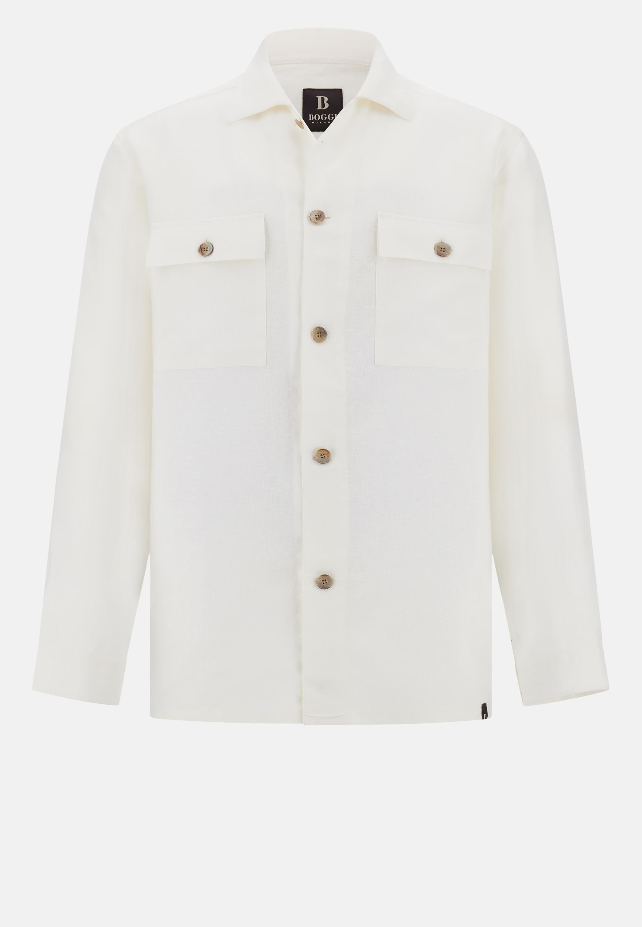 Linen Camp Overshirt White, , large image number 5