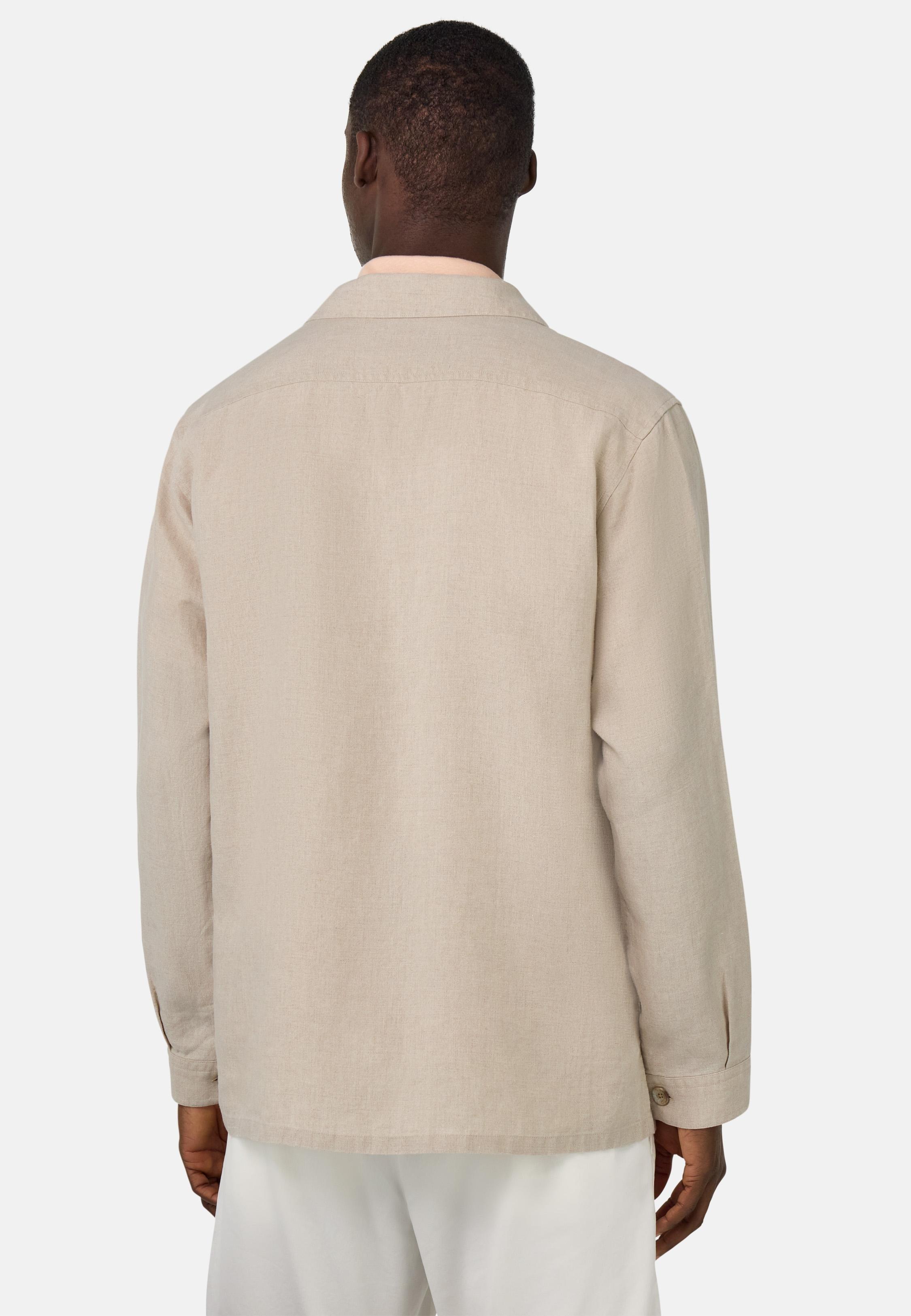 Linen Camp Overshirt Beige, , large image number 1