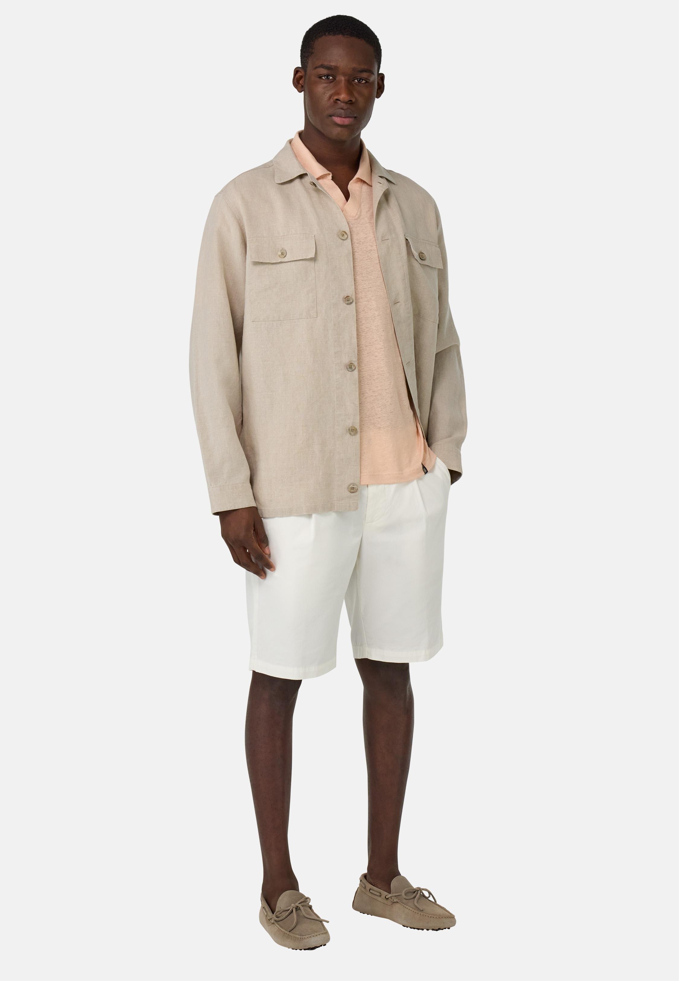 Linen Camp Overshirt Beige, , large image number 4