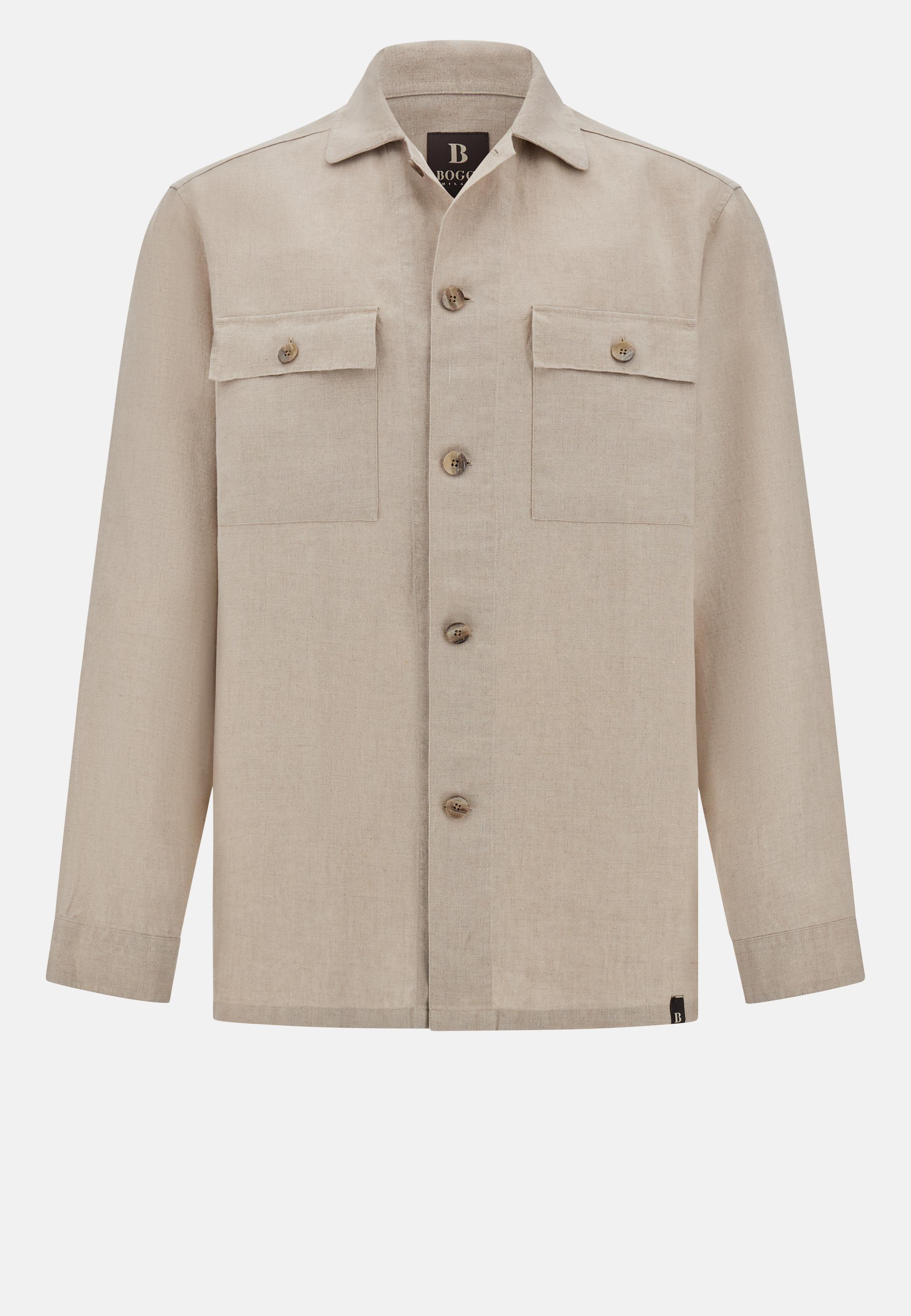 Linen Camp Overshirt Beige, , large image number 5