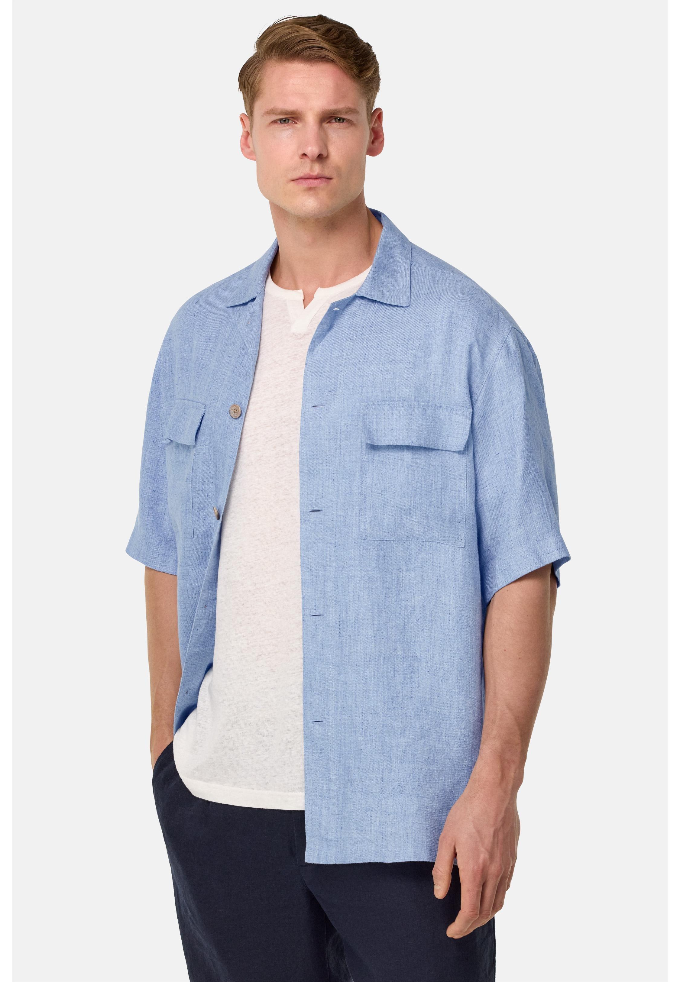 Linen Camp Overshirt Blue, , large image number 0