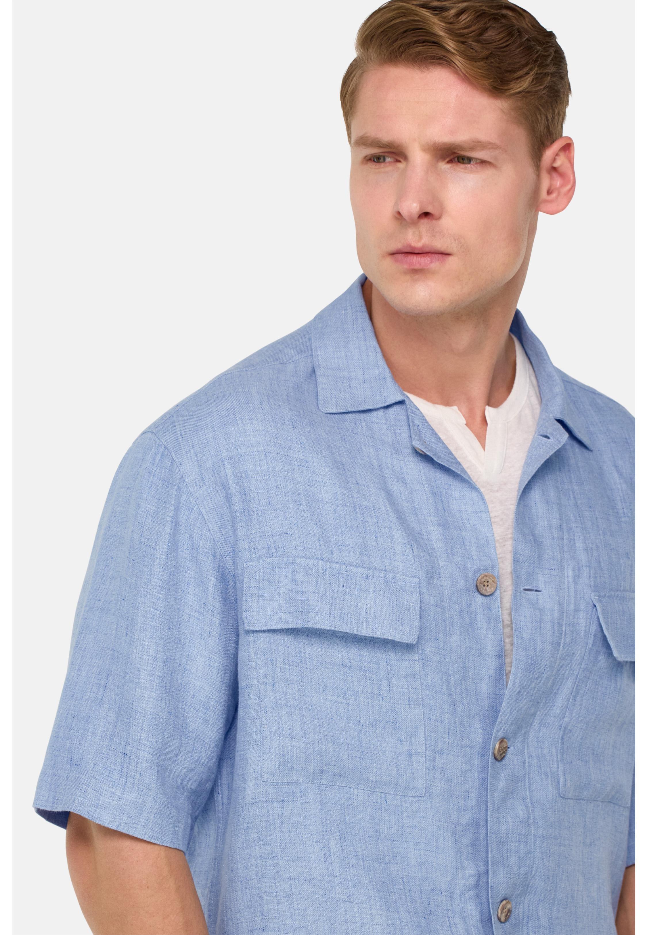 Linen Camp Overshirt Blue, , large image number 2